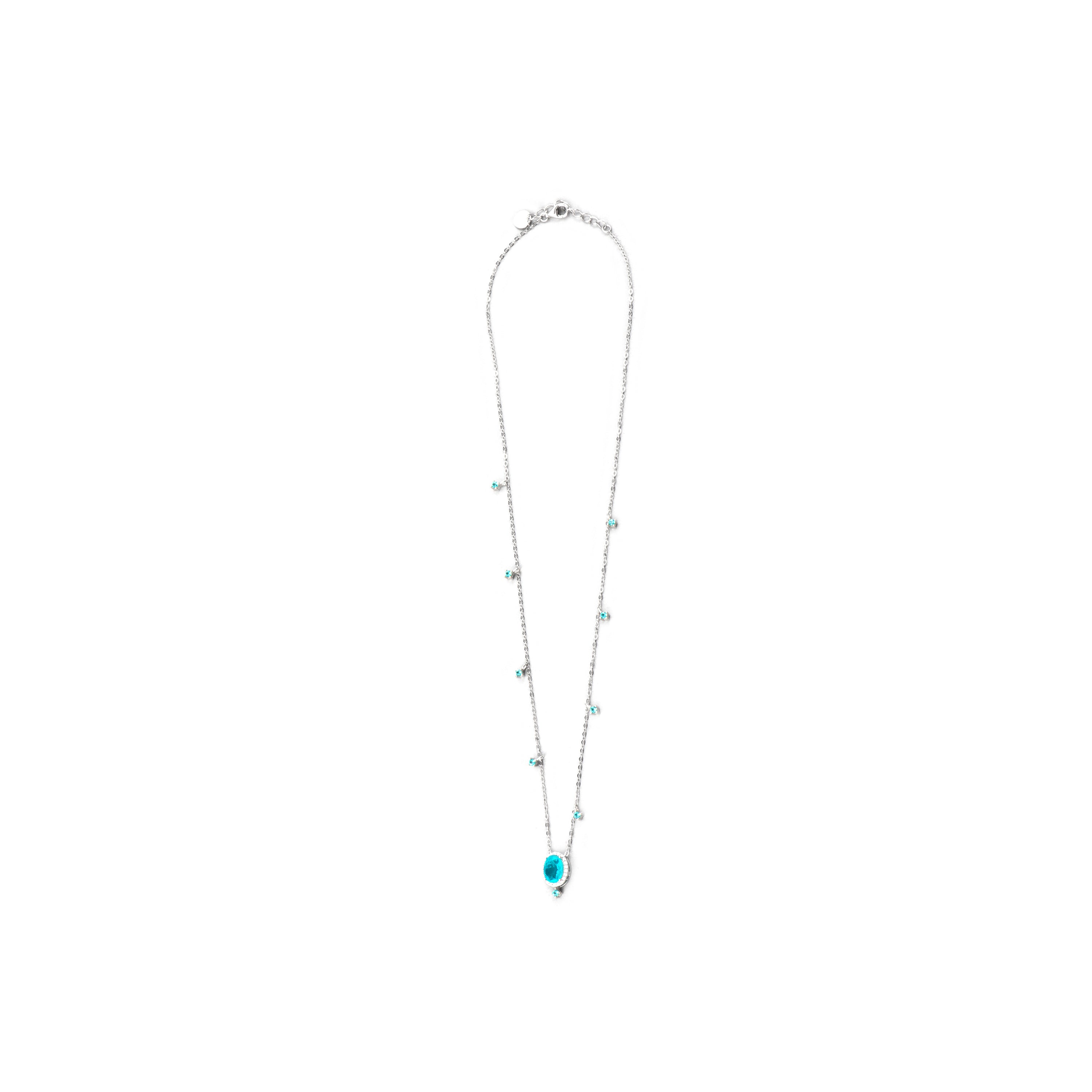 925 Sterling Silver and Paraiba Green Hydrothermal Quartz Necklace with Rhodium Finish - Ikner