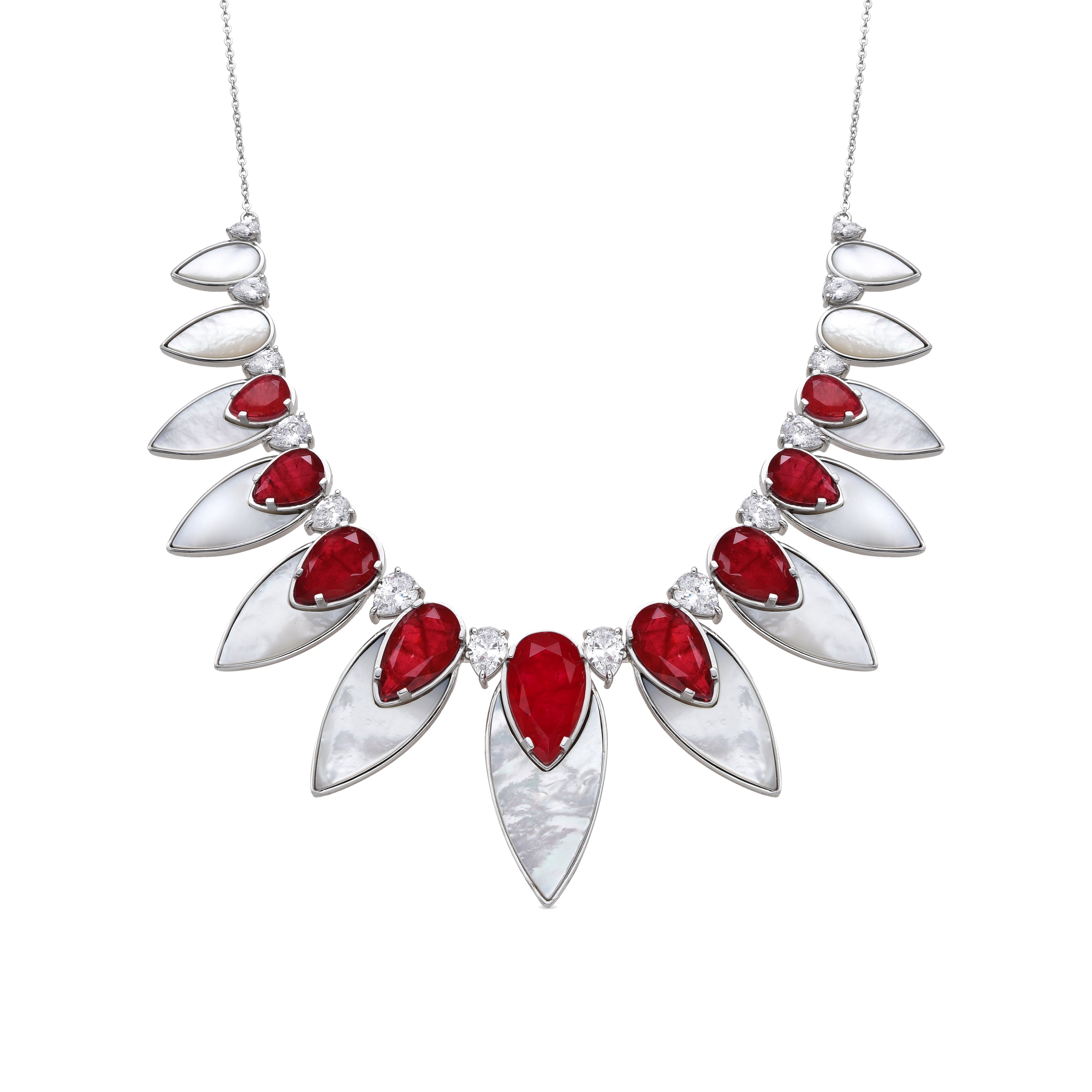 925 Sterling Silver and Cherry Hydrothermal Quartz Necklace with Rhodium Finish - Grywi