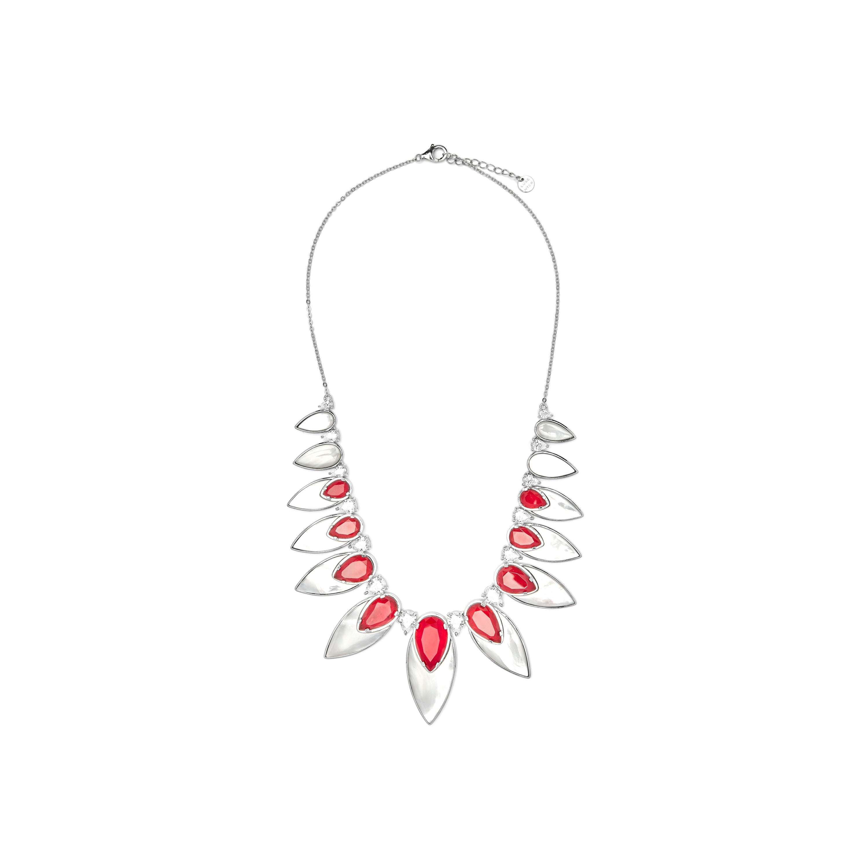 925 Sterling Silver and Cherry Hydrothermal Quartz Necklace with Rhodium Finish - Grywi