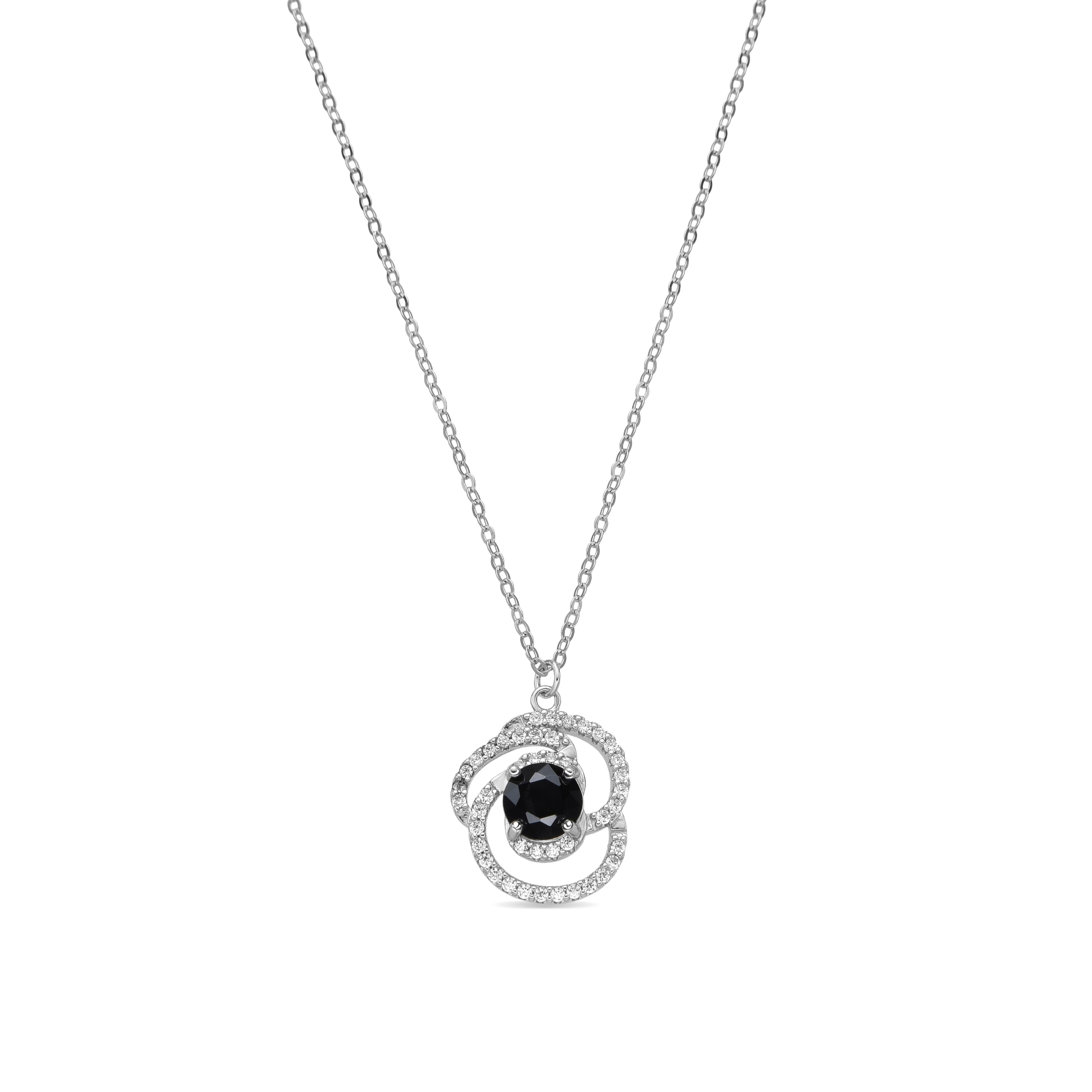 Collar de Plata de Ley 925 y Circonita Onix acabado rodio - Tyve