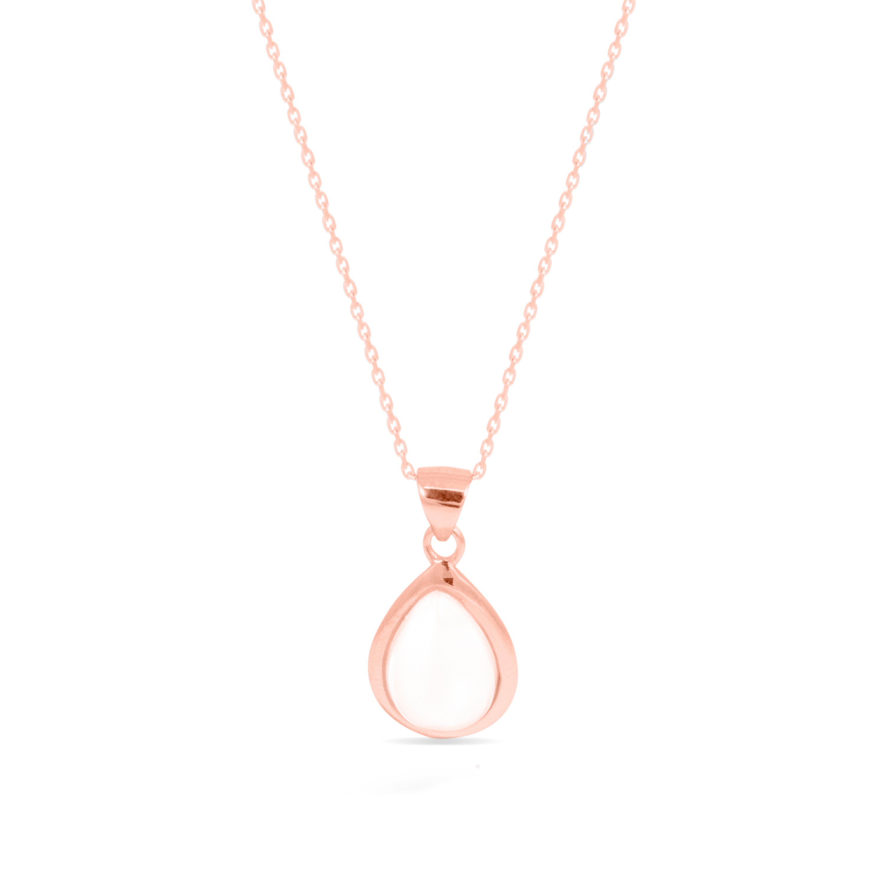 925 Sterling Silver Necklace with Cat&amp;#39;s Eye Finished in 18K Rose Gold - Yedia