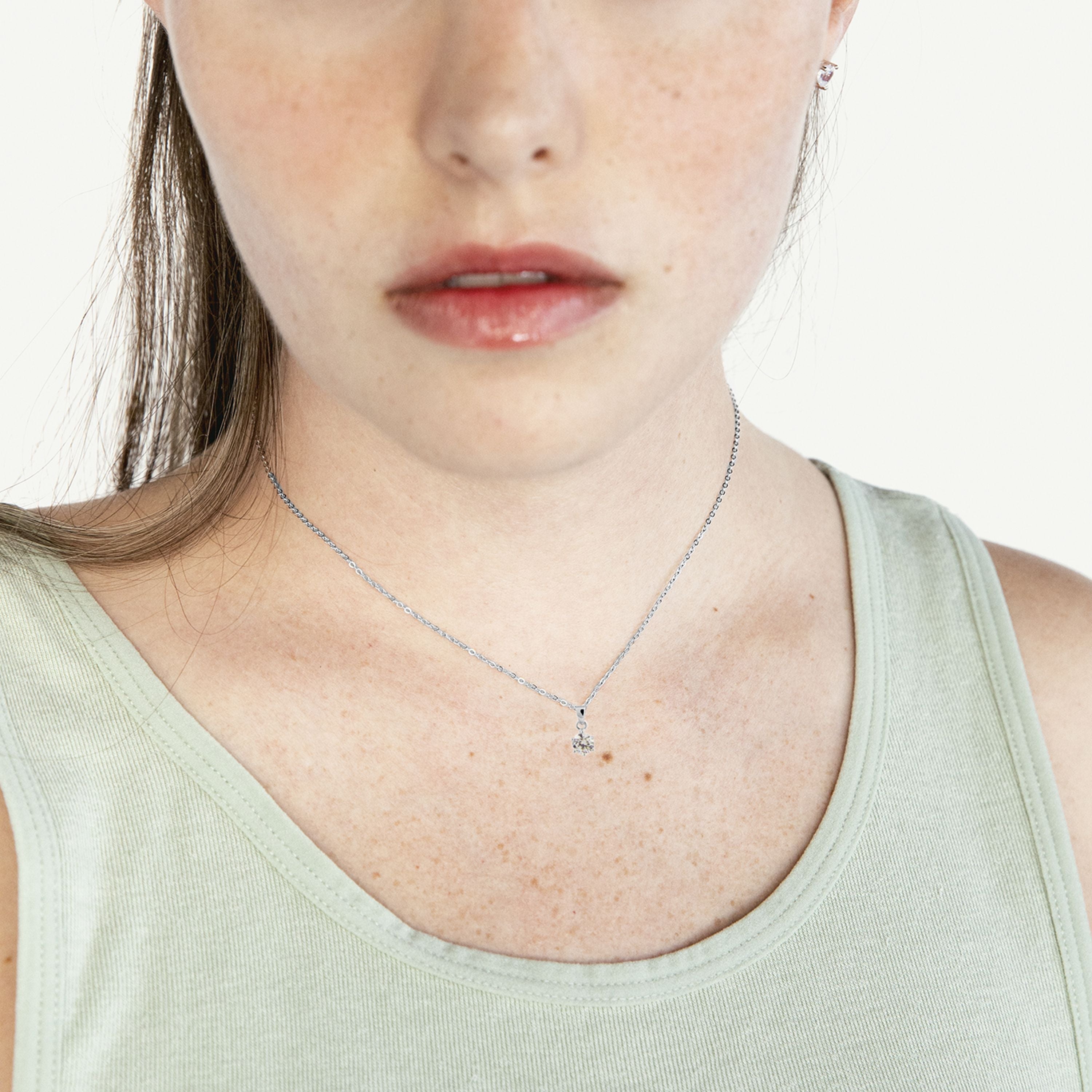 925 Sterling Silver Necklace with Brilliant Zirconia, Rhodium Finish - Yedia