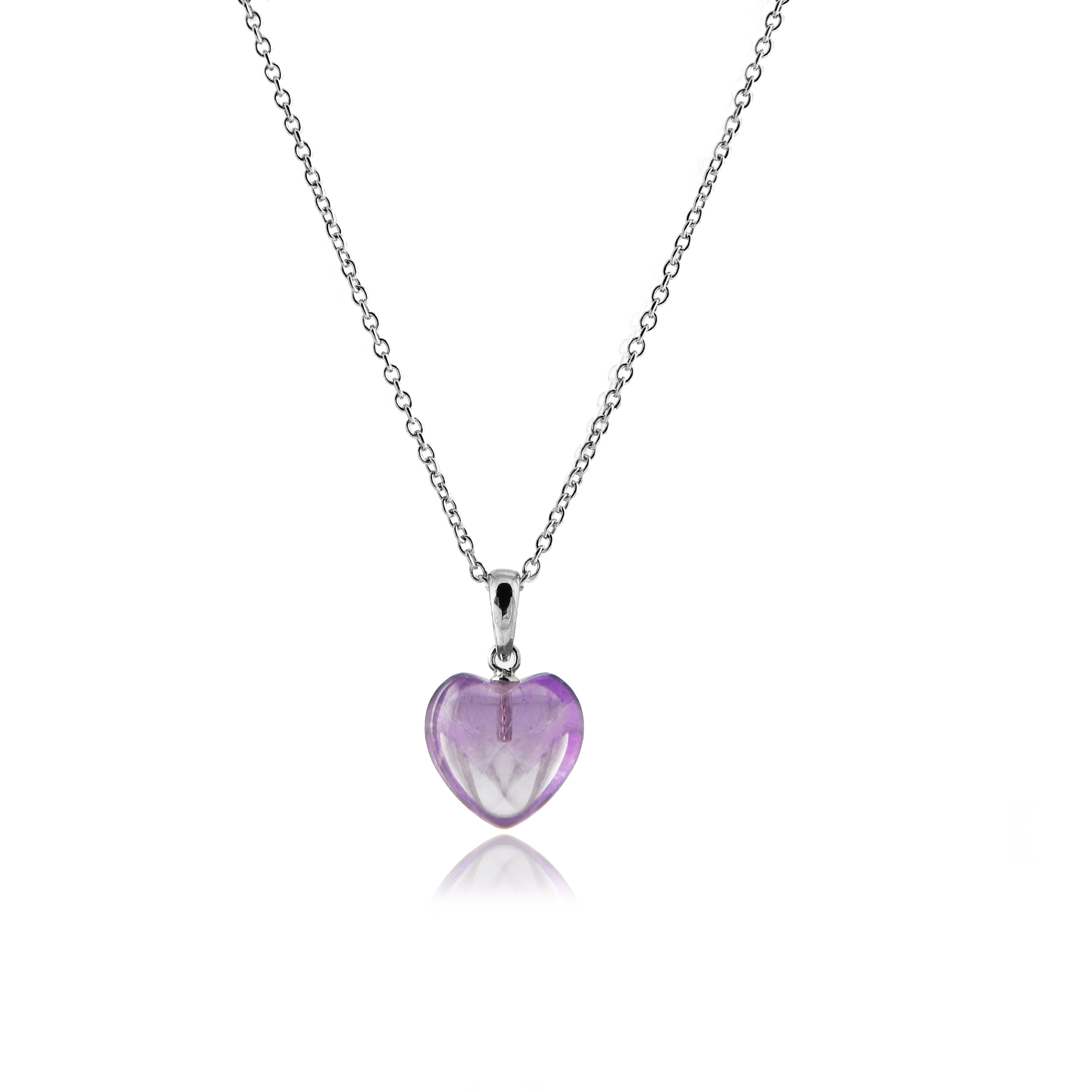 925 Sterling Silver Necklace with Natural Amethyst in Rhodium Finish - Yedia