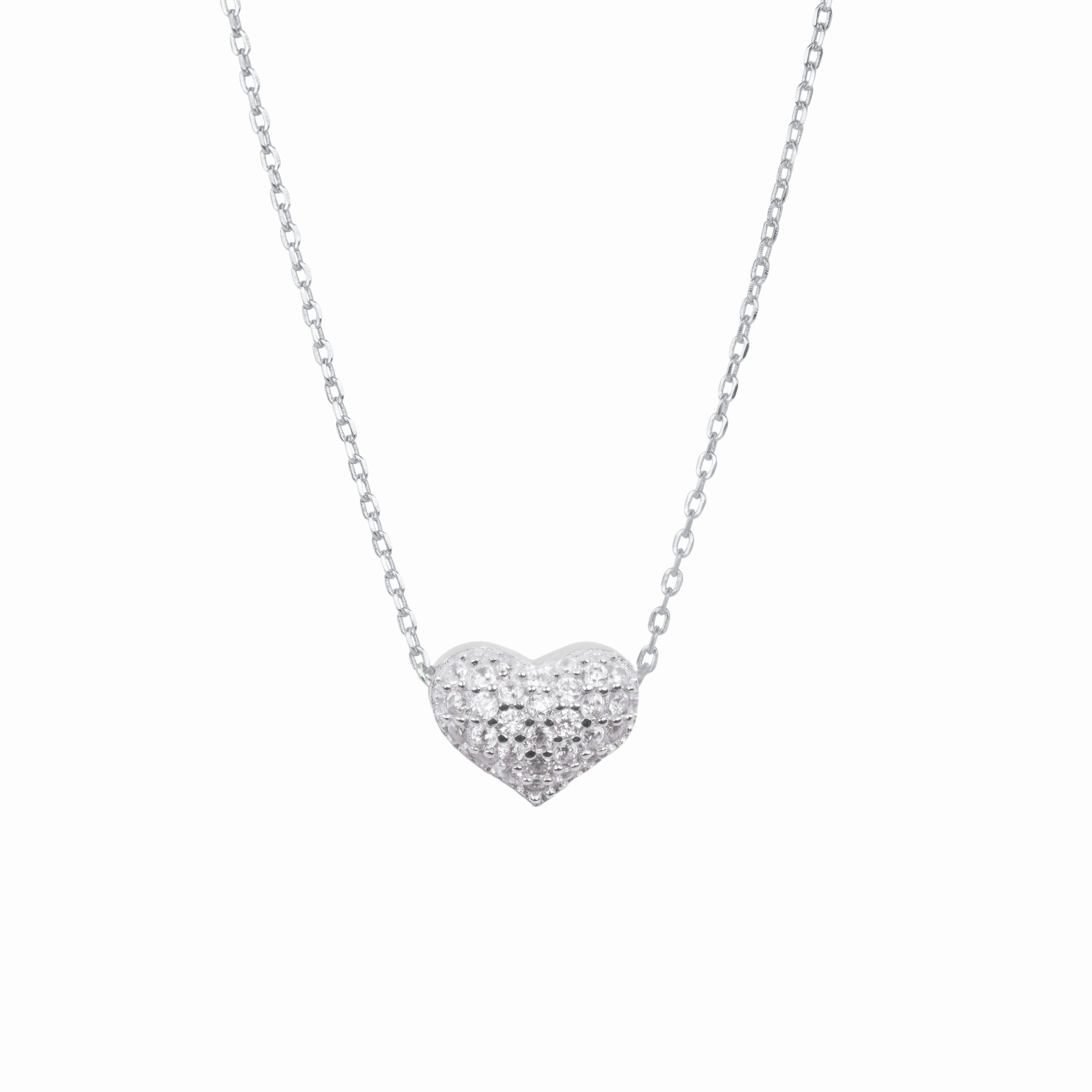 925 Sterling Silver Necklace with Brilliant Zirconia, Rhodium Finish - Love