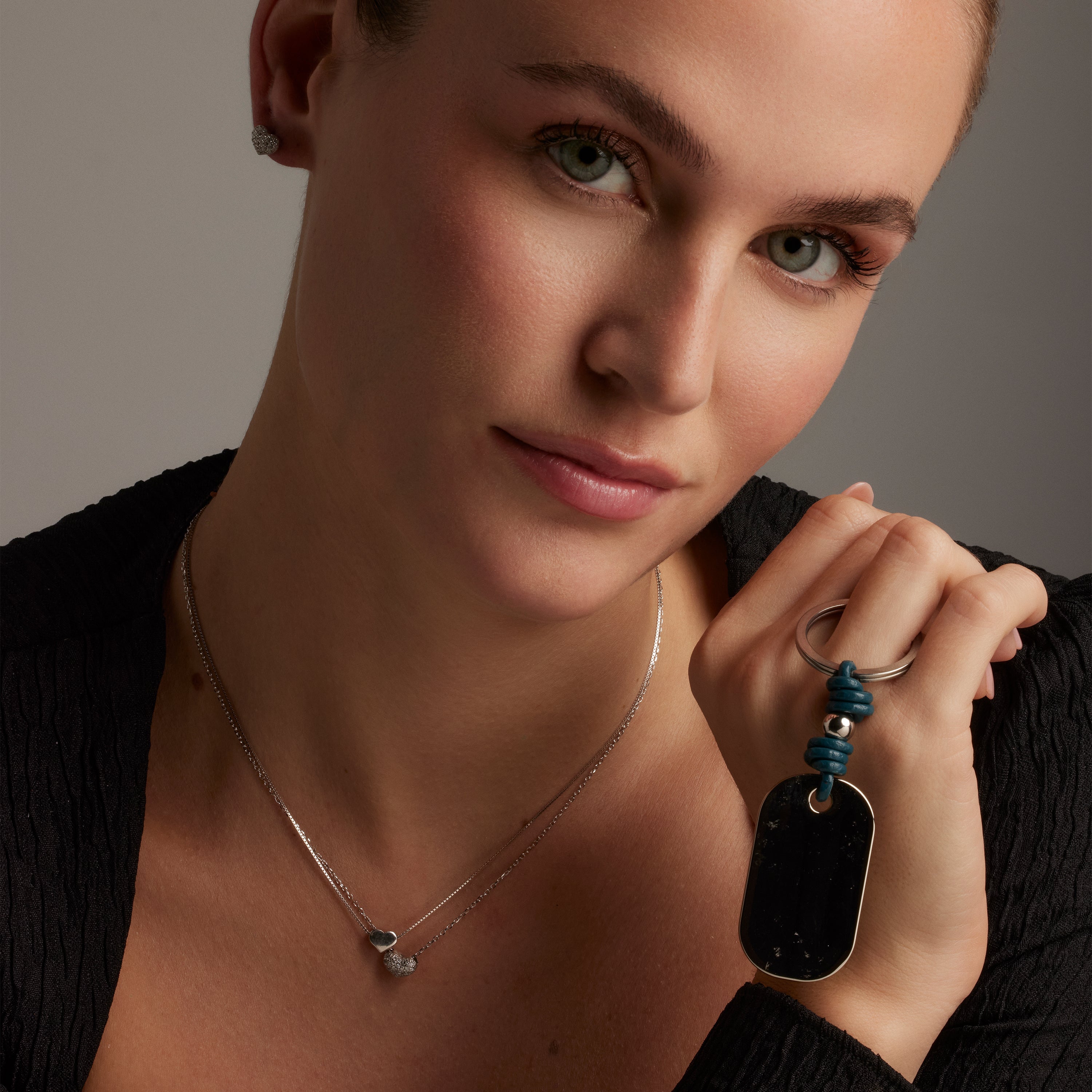 925 Sterling Silver Necklace with Brilliant Zirconia, Rhodium Finish - Love