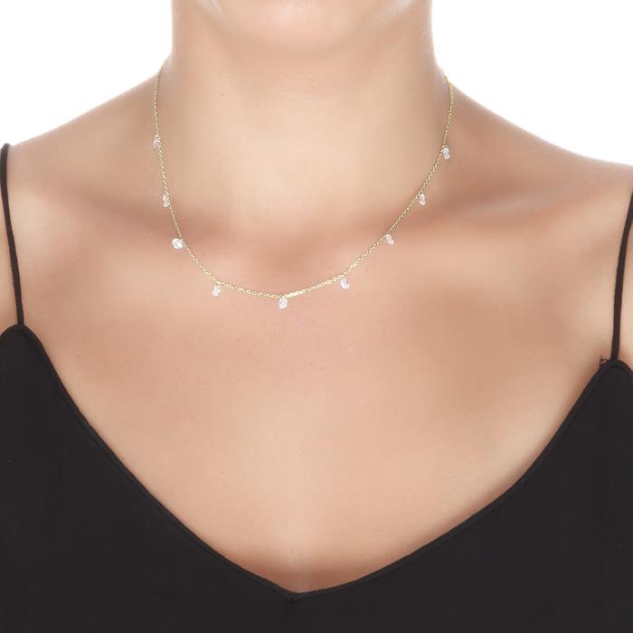 925 Sterling Silver Necklace with Brilliant Zirconia finished in 18K yellow gold - Seduction