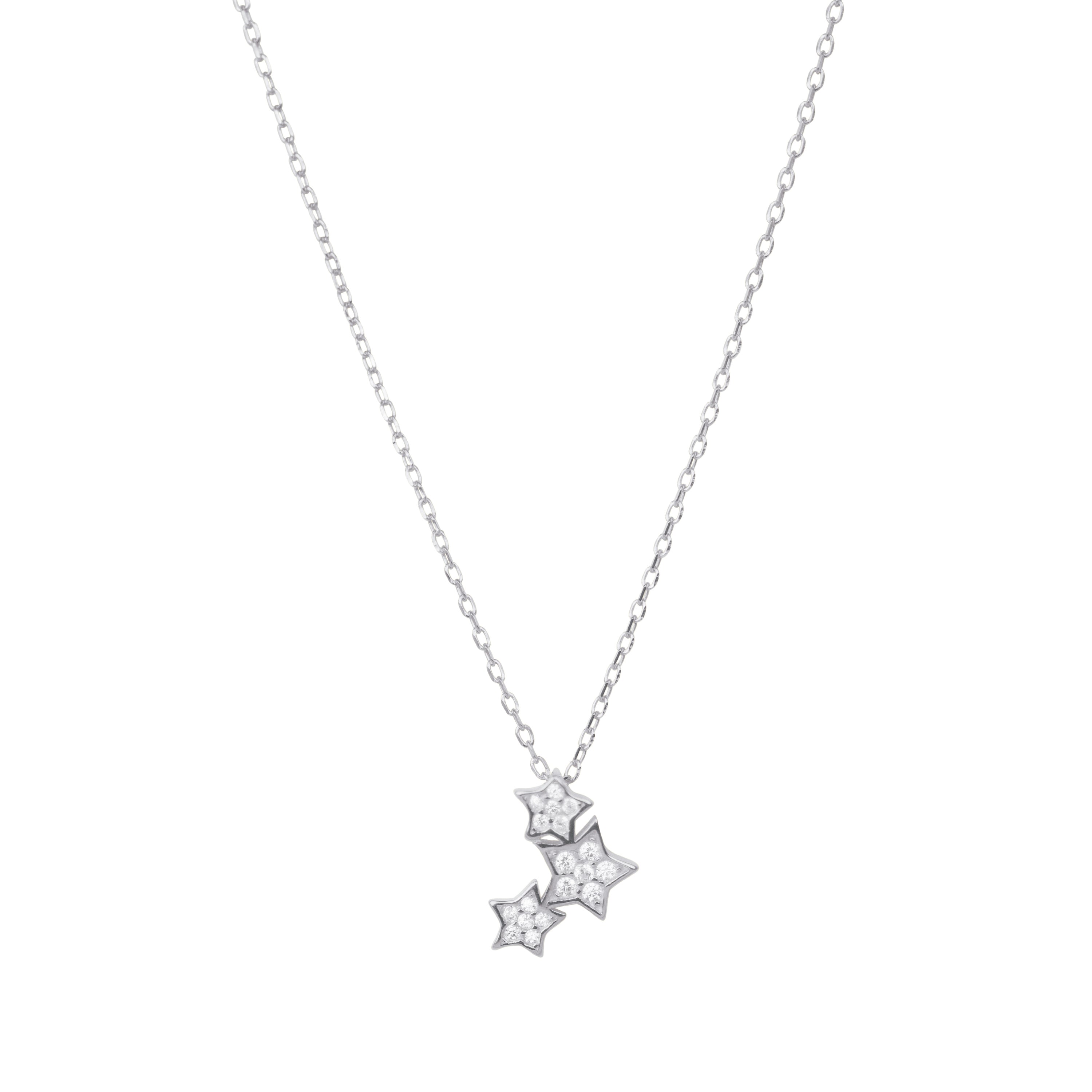 925 Sterling Silver Necklace with Brilliant Zirconia, Rhodium Finish - Family