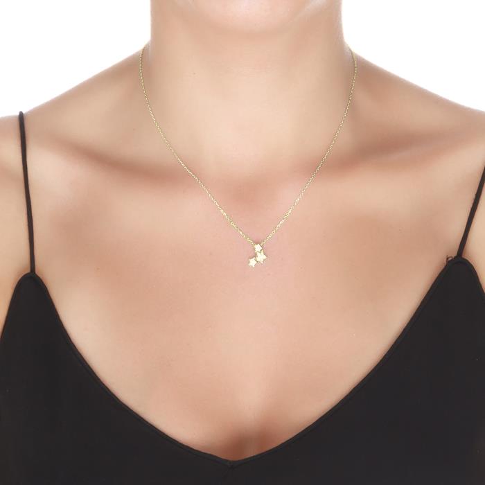 925 Sterling Silver Necklace with Brilliant Zirconia finished in 18K Yellow Gold - Family