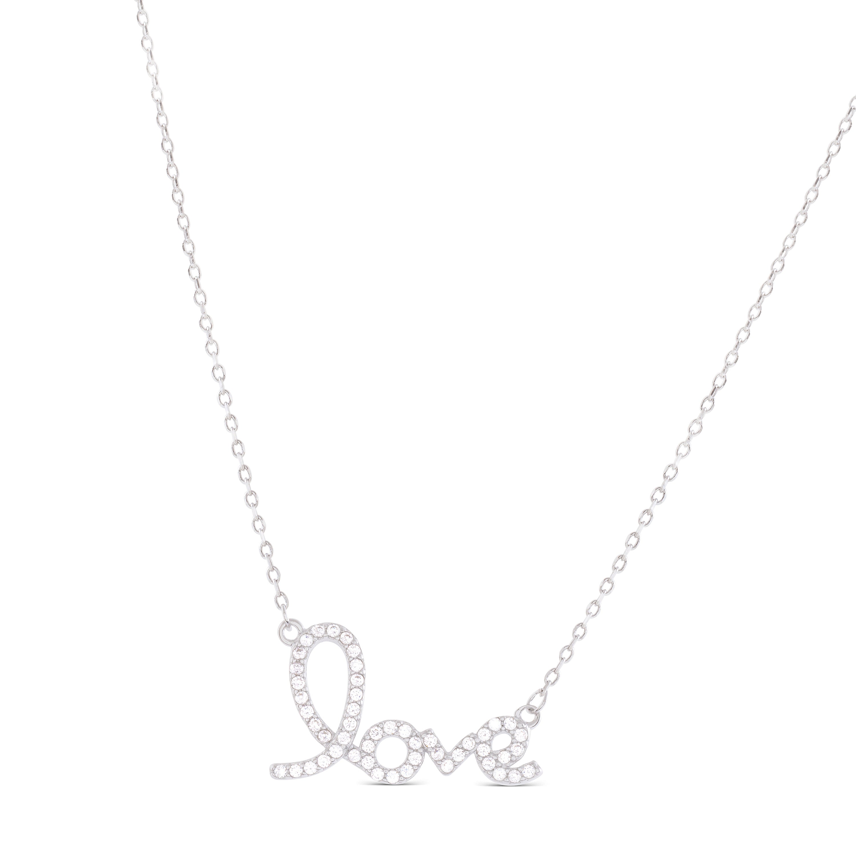 925 Sterling Silver Necklace with Rhodium-Finished Brilliant Zirconia - Ashiki