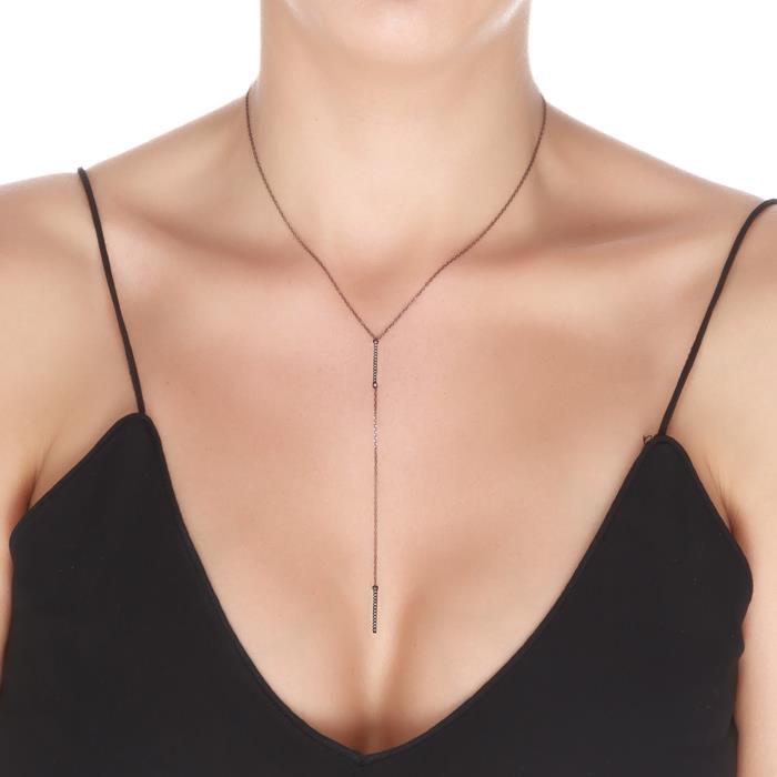 925 Sterling Silver Necklace with Rhodium Finish - Lakhu