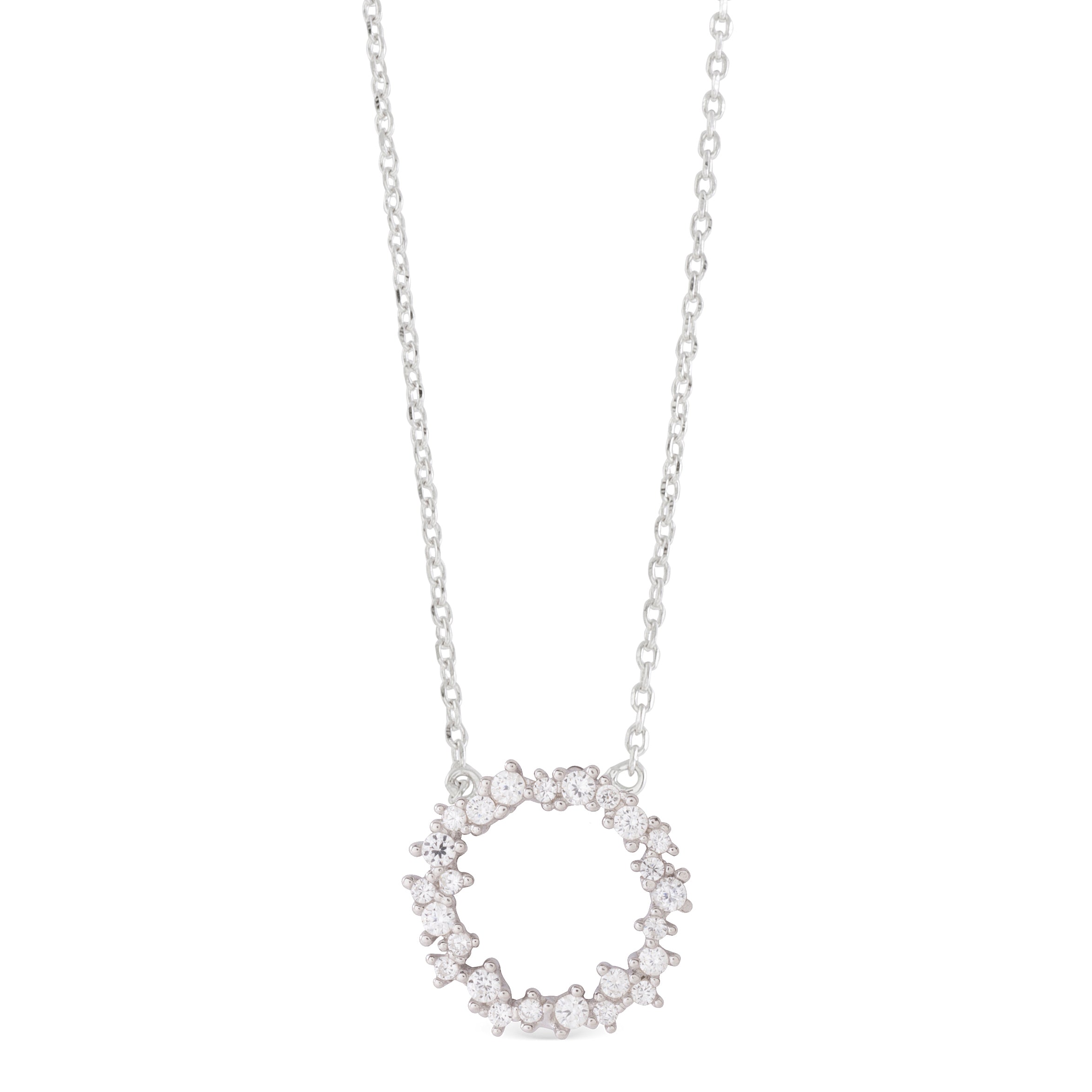 925 Sterling Silver Necklace with Rhodium-Finished Brilliant Zirconia - Thilak