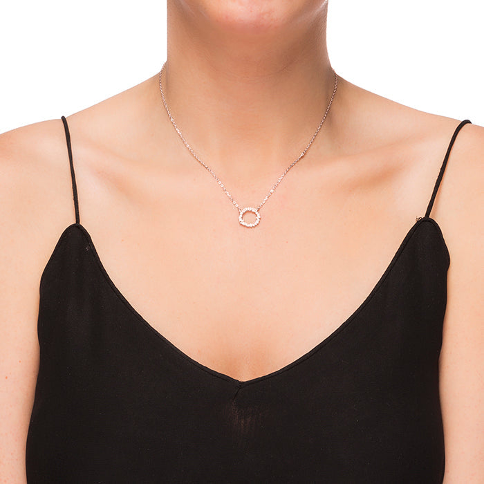 925 Sterling Silver Necklace with Brilliant Zirconia Finished in 18K Rose Gold - Thilak