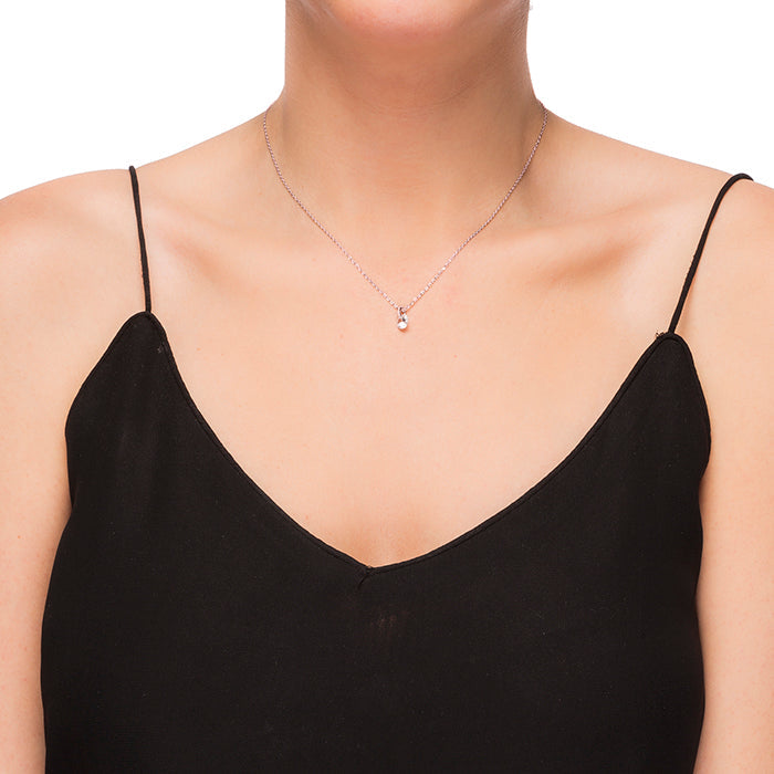Collar de Plata de Ley 925 con Circonita Brillante acabado en oro rosa de 18K - Laiah