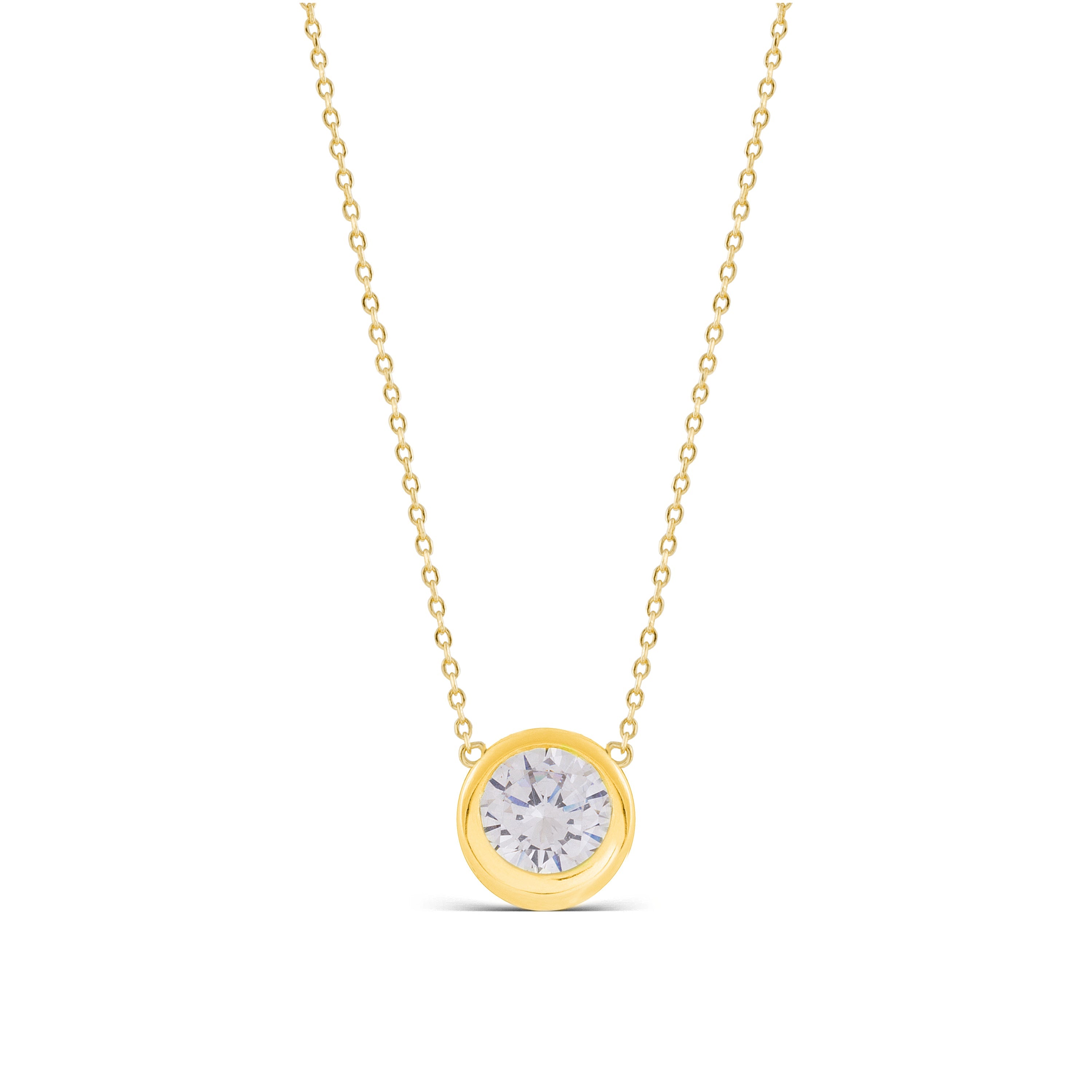 925 Sterling Silver Necklace with Brilliant Zirconia in 18K Yellow Gold Finish - Imrak