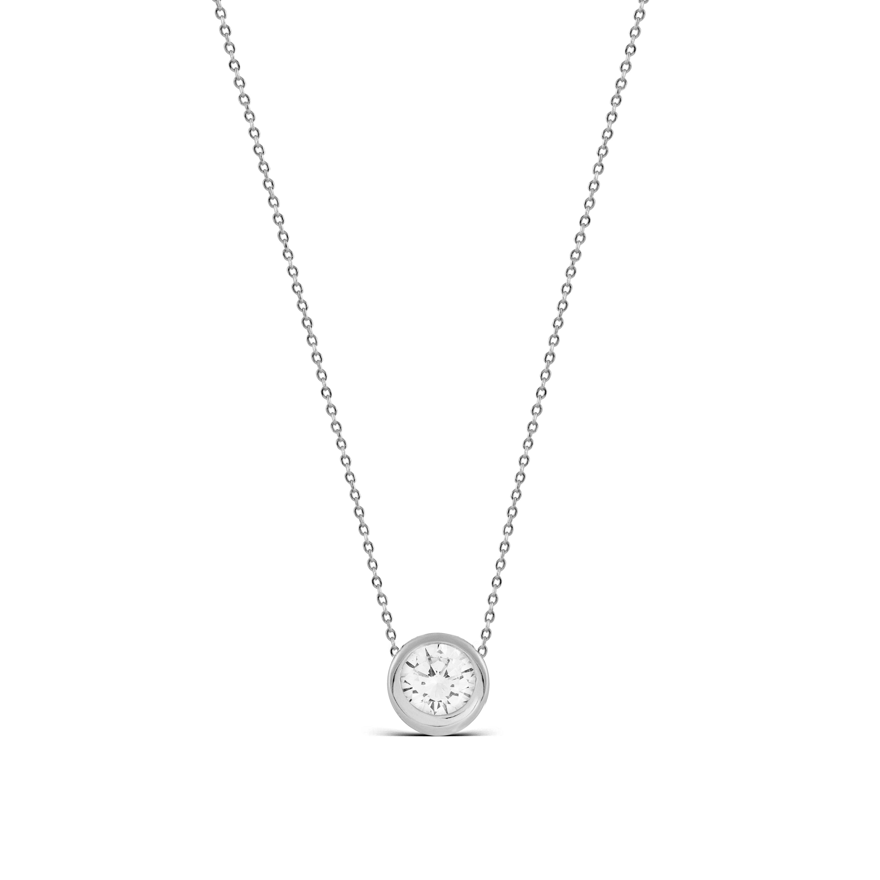 925 Sterling Silver Necklace with Brilliant Zirconia in Rhodium Finish - Imrak