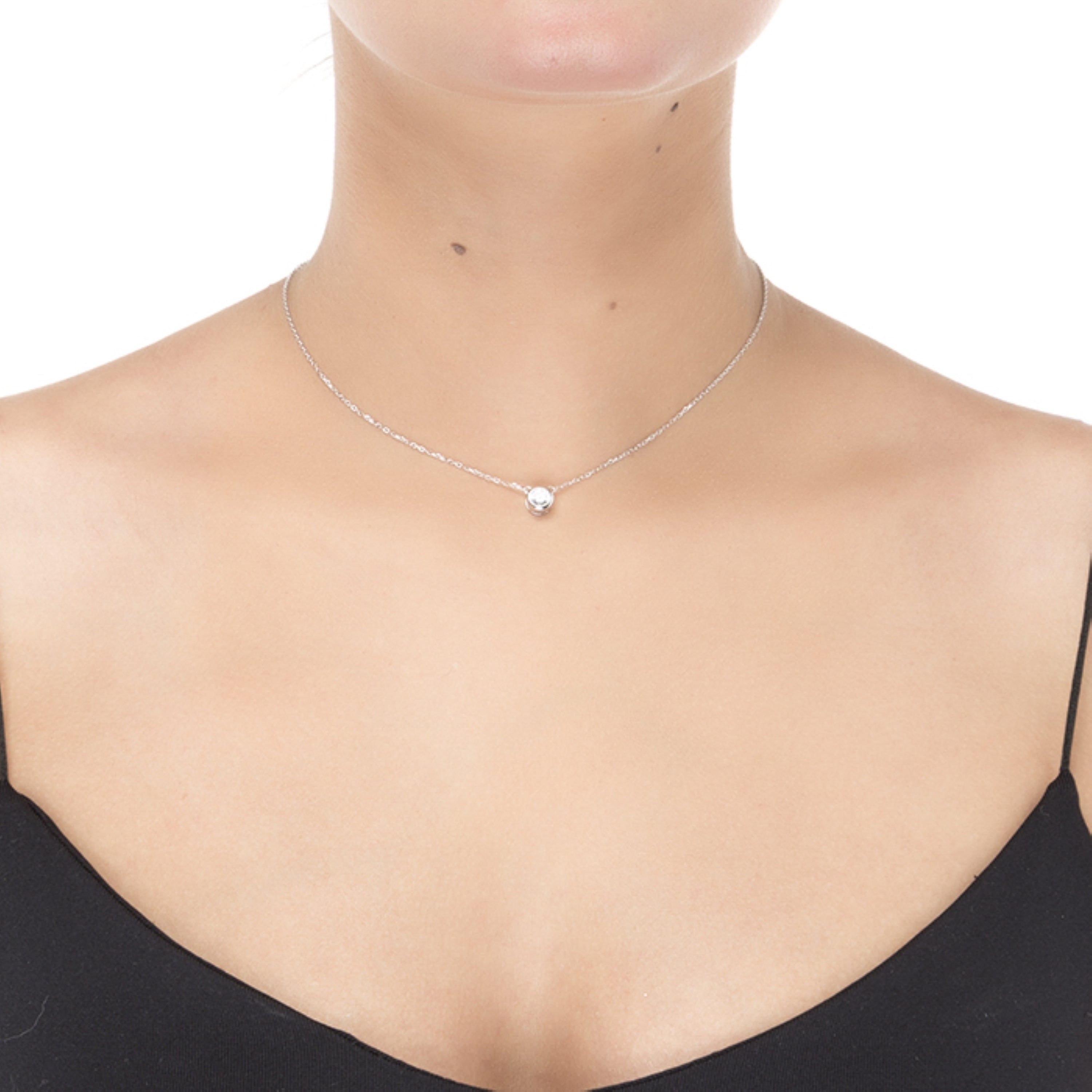 925 Sterling Silver Necklace with Brilliant Zirconia in Rhodium Finish - Imrak
