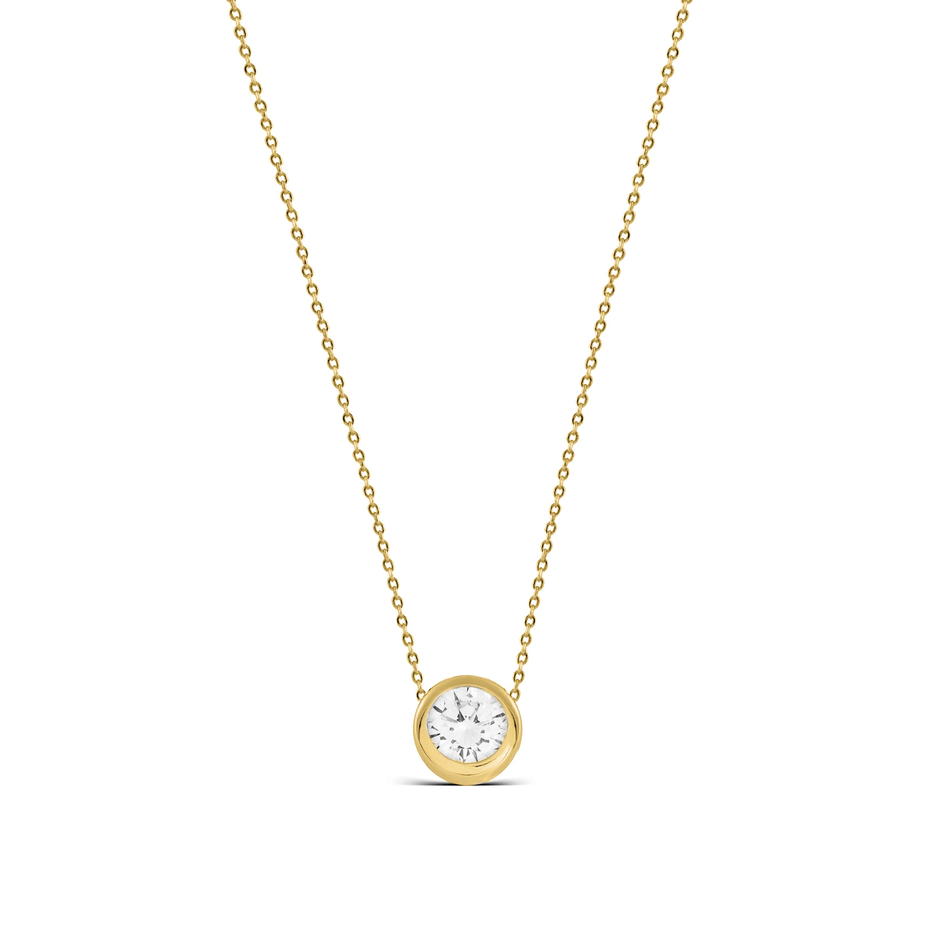 925 Sterling Silver Necklace with Brilliant Zirconia finished in 18K Yellow Gold - Imrak