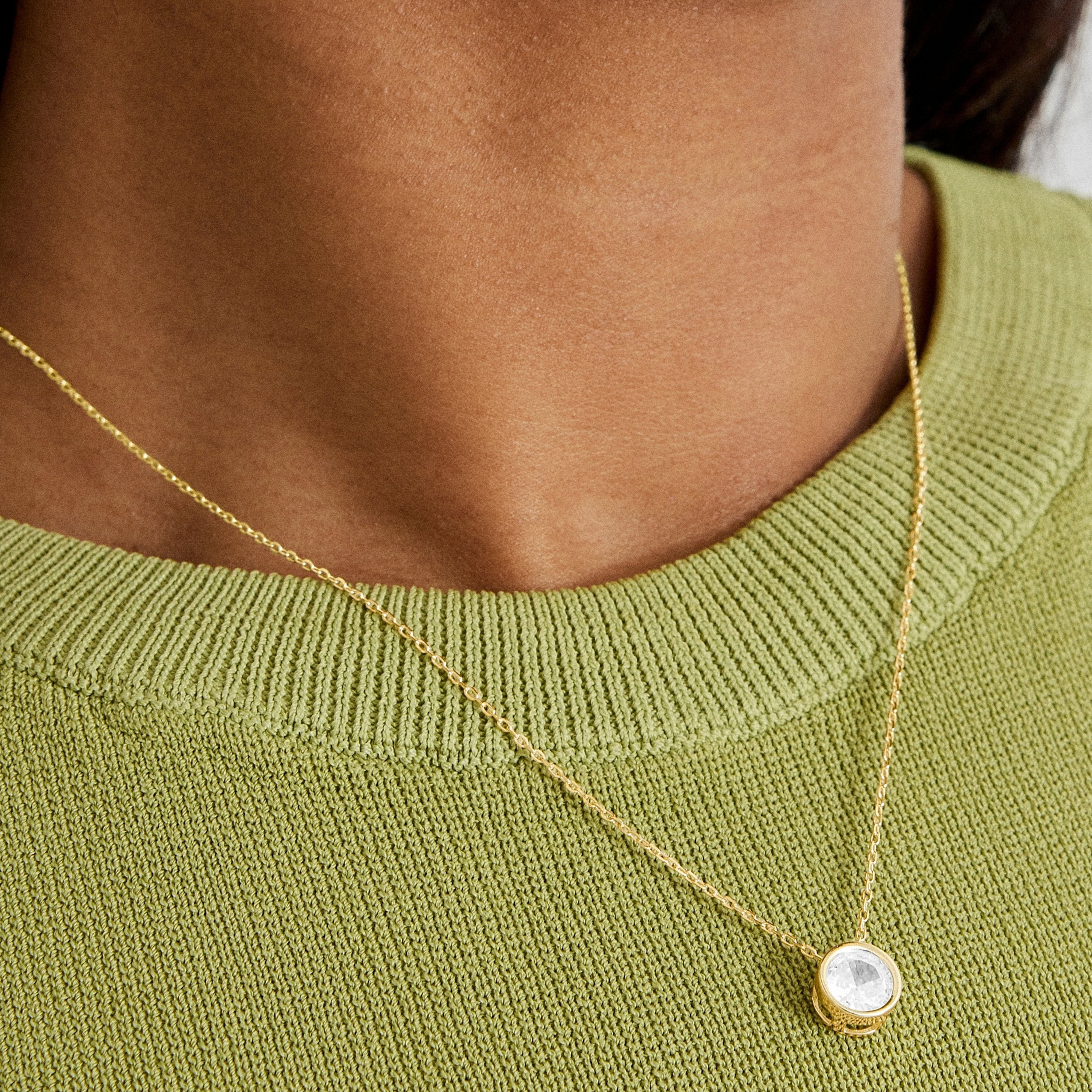 Collar de Plata de Ley 925 con Circonita Brillante acabado en oro amarillo 18K - Imrak