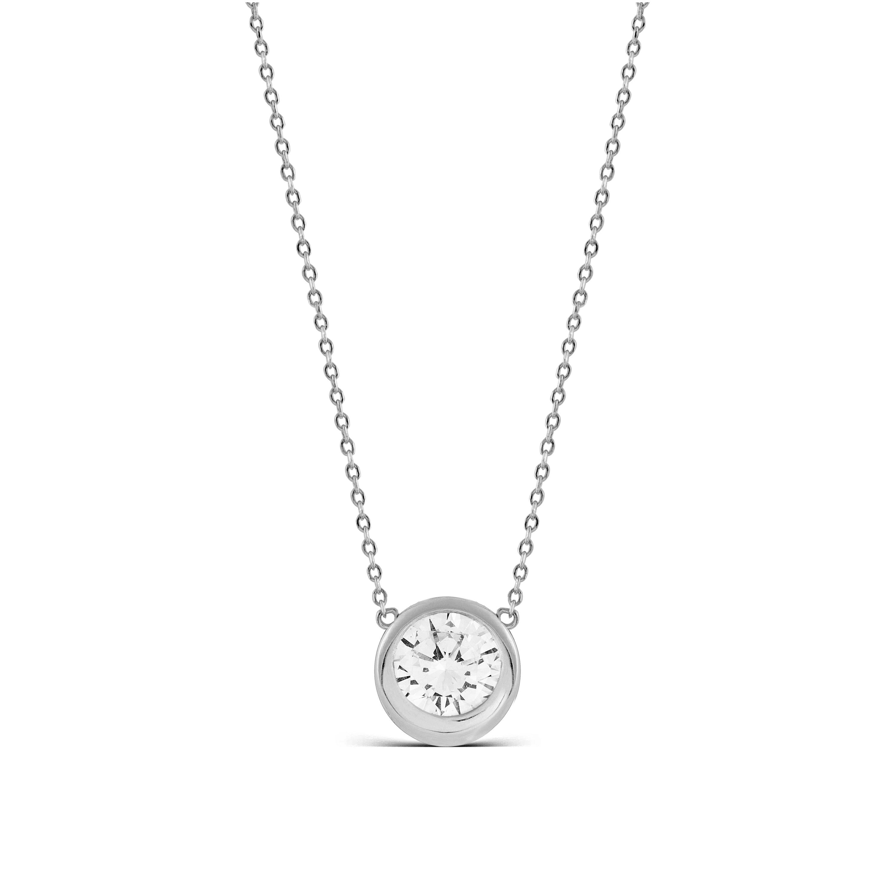 925 Sterling Silver Necklace with Brilliant Zirconia in Rhodium Finish - Imrak