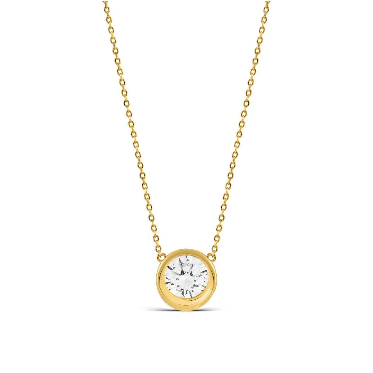 925 Sterling Silver Necklace with Brilliant Zirconia finished in 18K Yellow Gold - Imrak