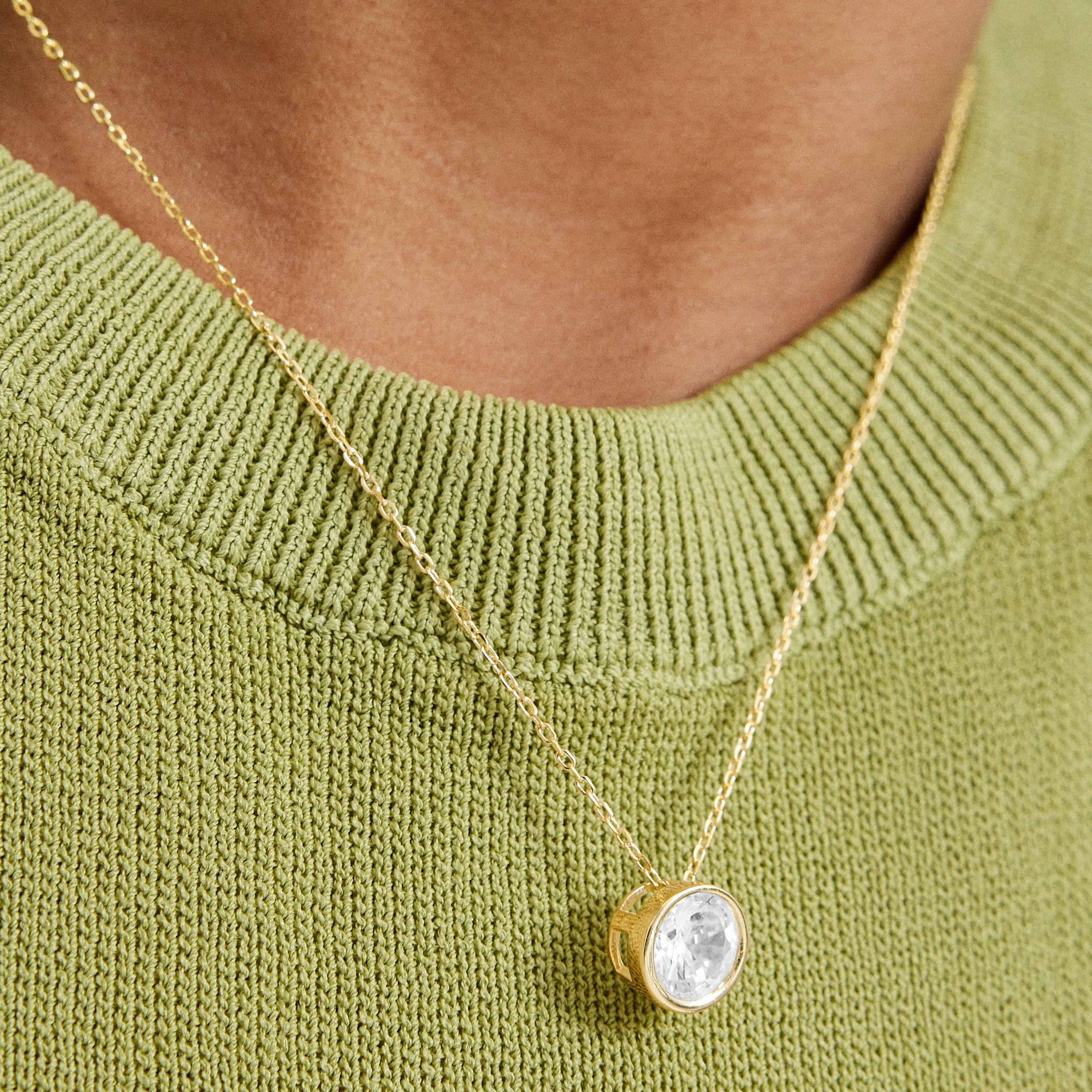 Collar de Plata de Ley 925 con Circonita Brillante acabado en oro amarillo 18K - Imrak