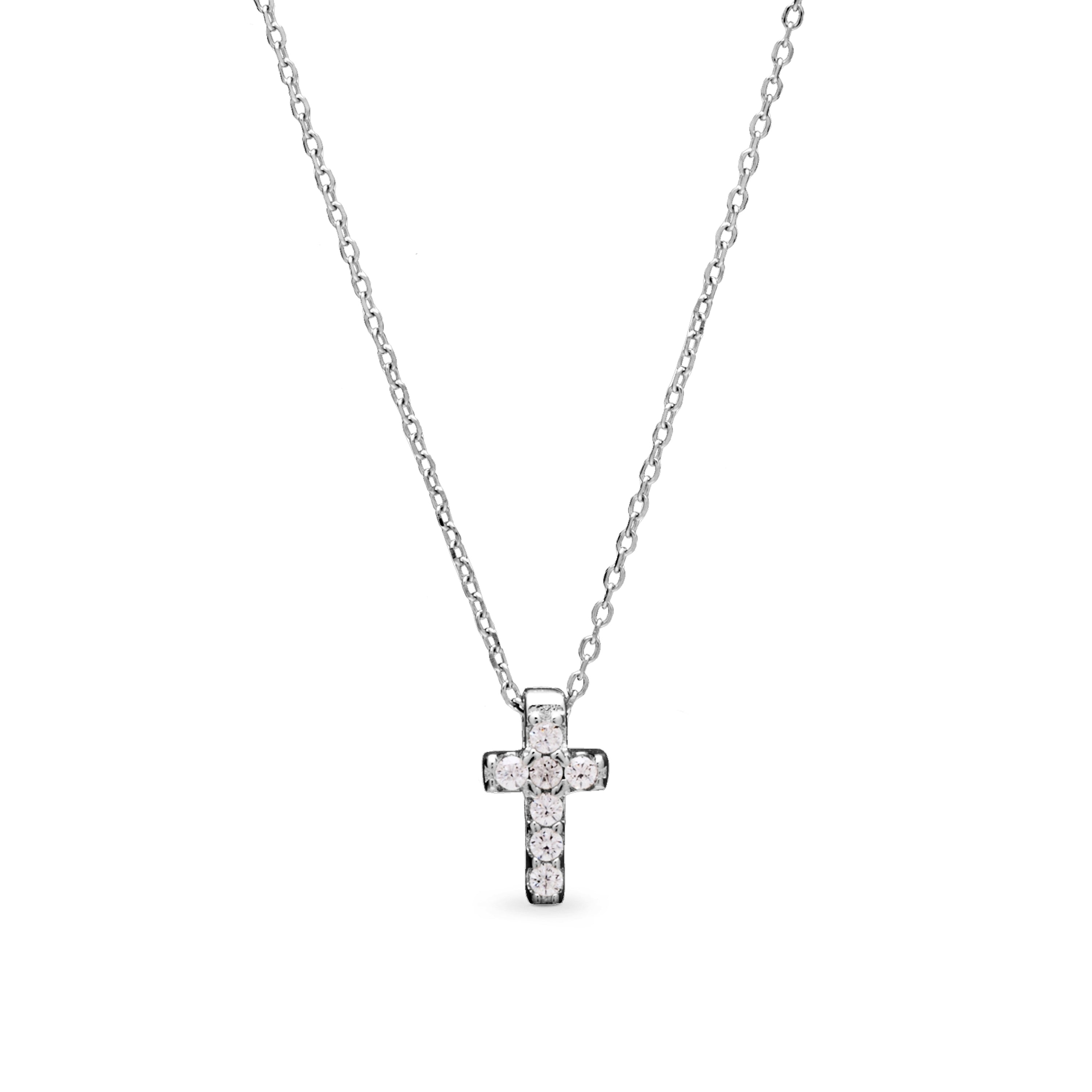 925 Sterling Silver Necklace with Sparkling Zirconia in Rhodium Finish - Sharra