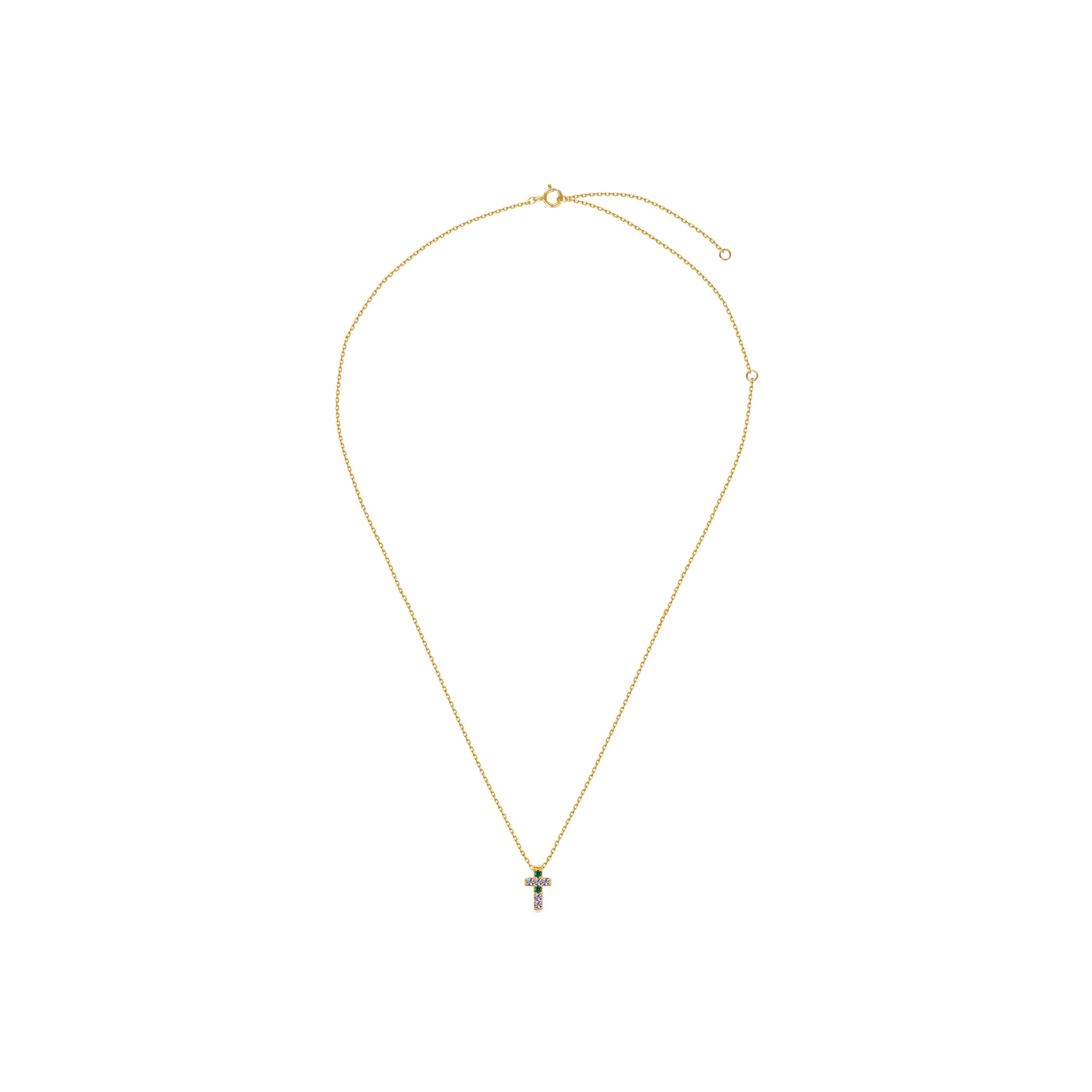 Collar de Plata de Ley 925 con Circonita Multicolor acabado en oro amarillo de 18K - Sharra