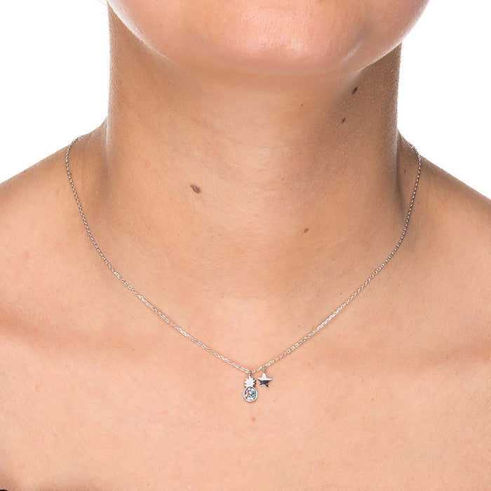 925 Sterling Silver Necklace with Multicolor Zirconia in Rhodium Finish - Renra