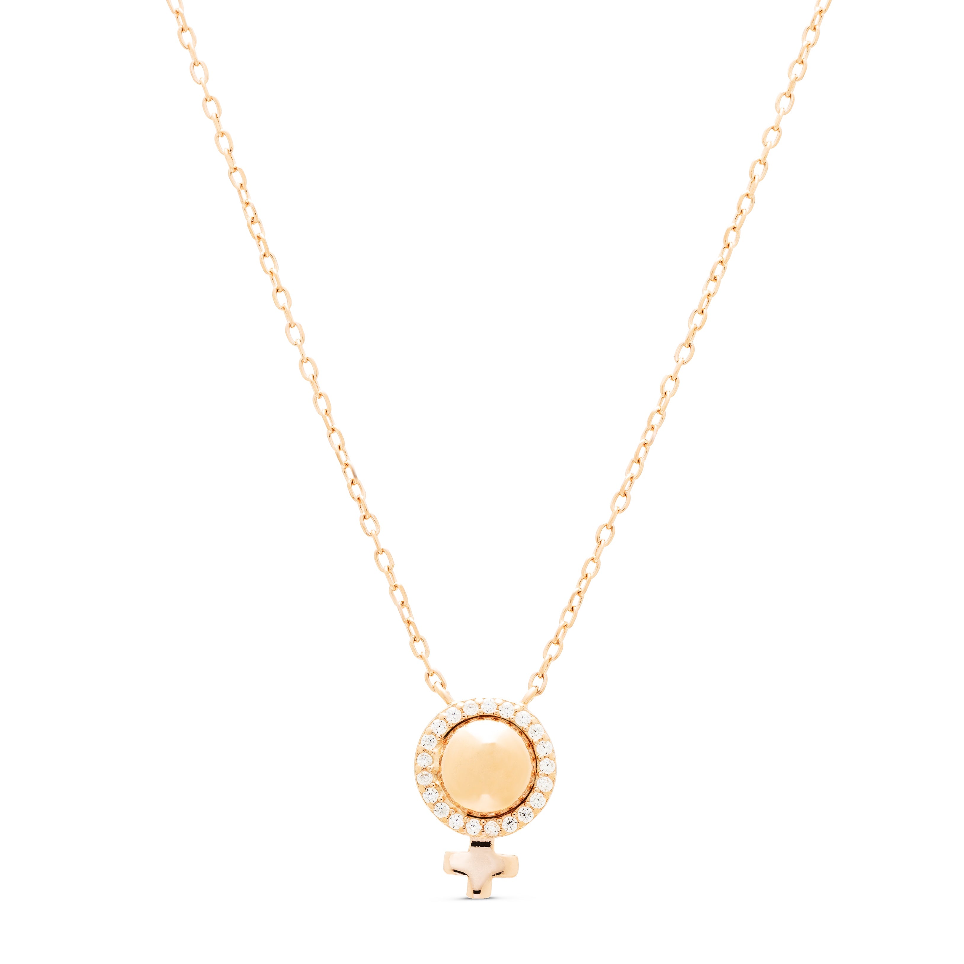 925 Sterling Silver Necklace with Brilliant Zirconia finished in 18K Rose Gold - Stan