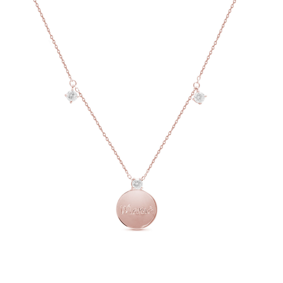 925 Sterling Silver Necklace with Brilliant Zirconia Finished in 18K Rose Gold - Waeni