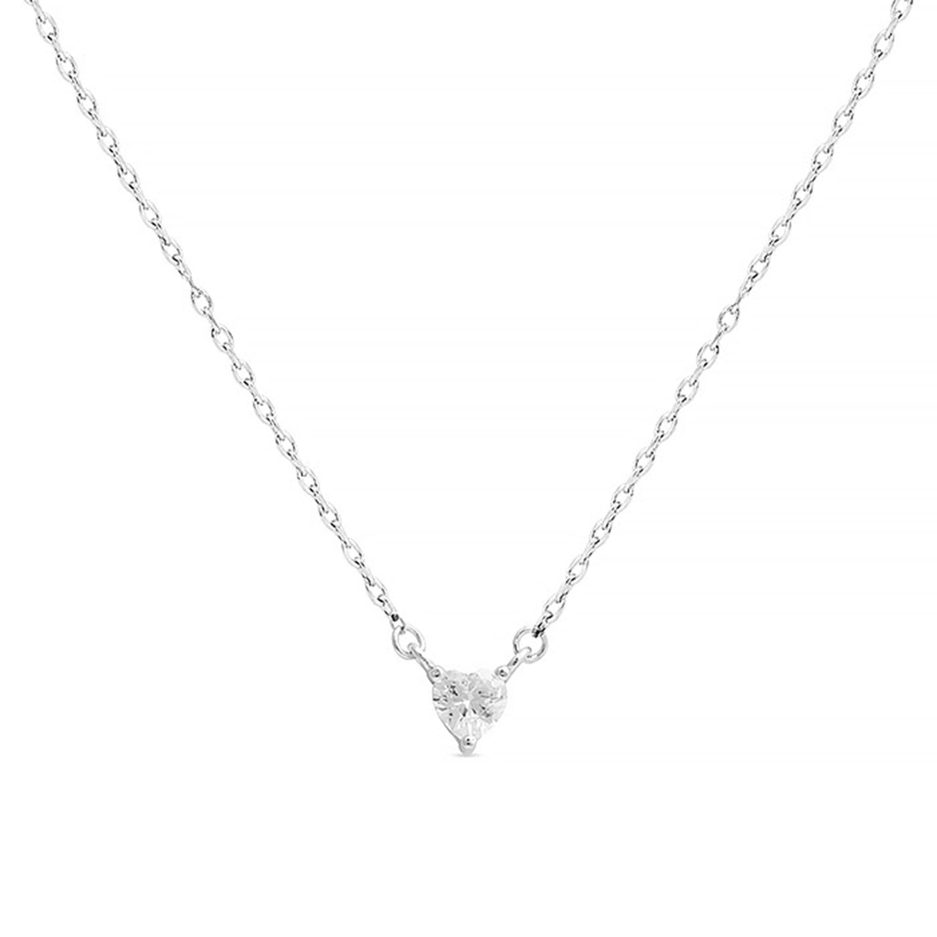 925 Sterling Silver Necklace with Brilliant Zirconia in Rhodium Finish - Eqoyi