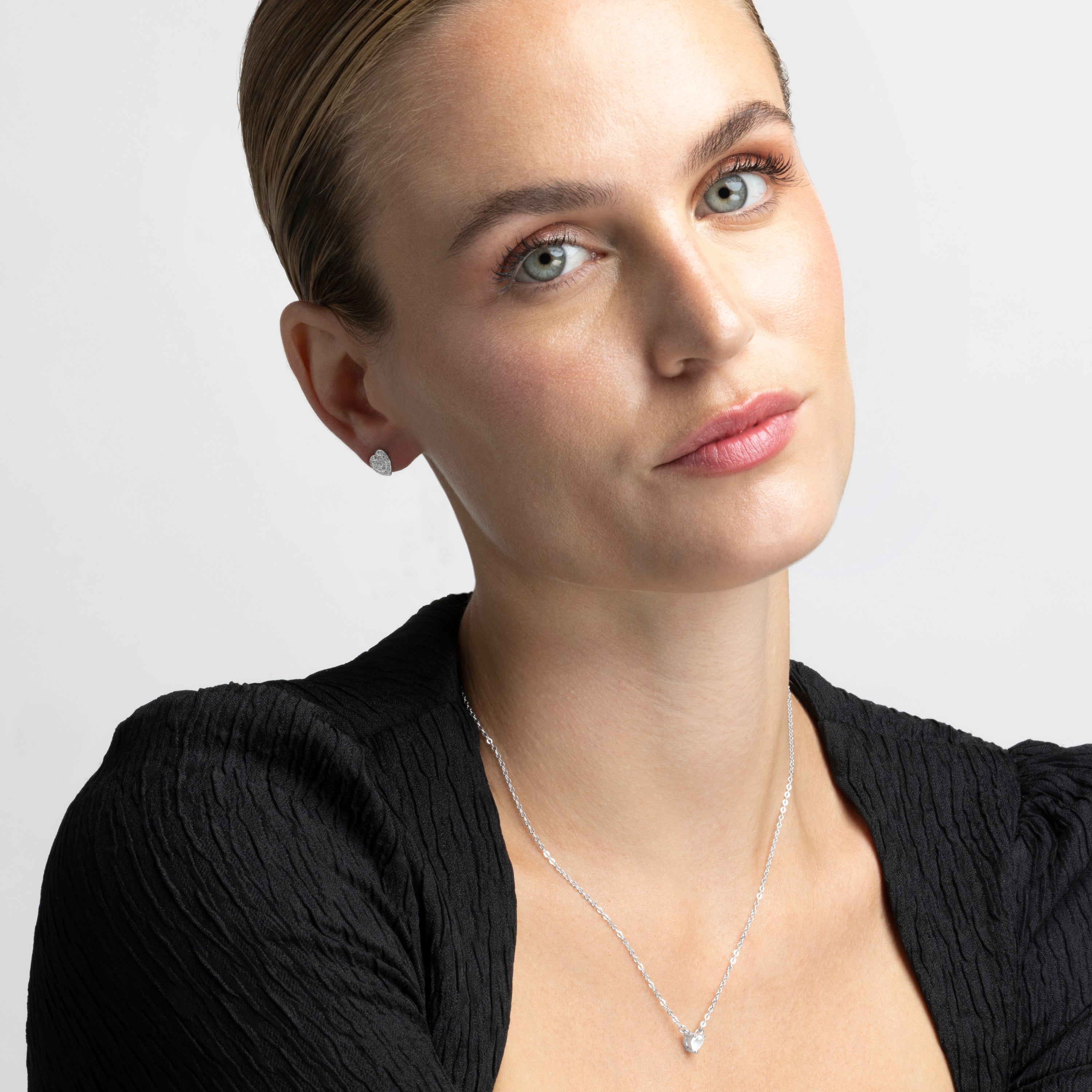 925 Sterling Silver Necklace with Brilliant Zirconia in Rhodium Finish - Eqoyi