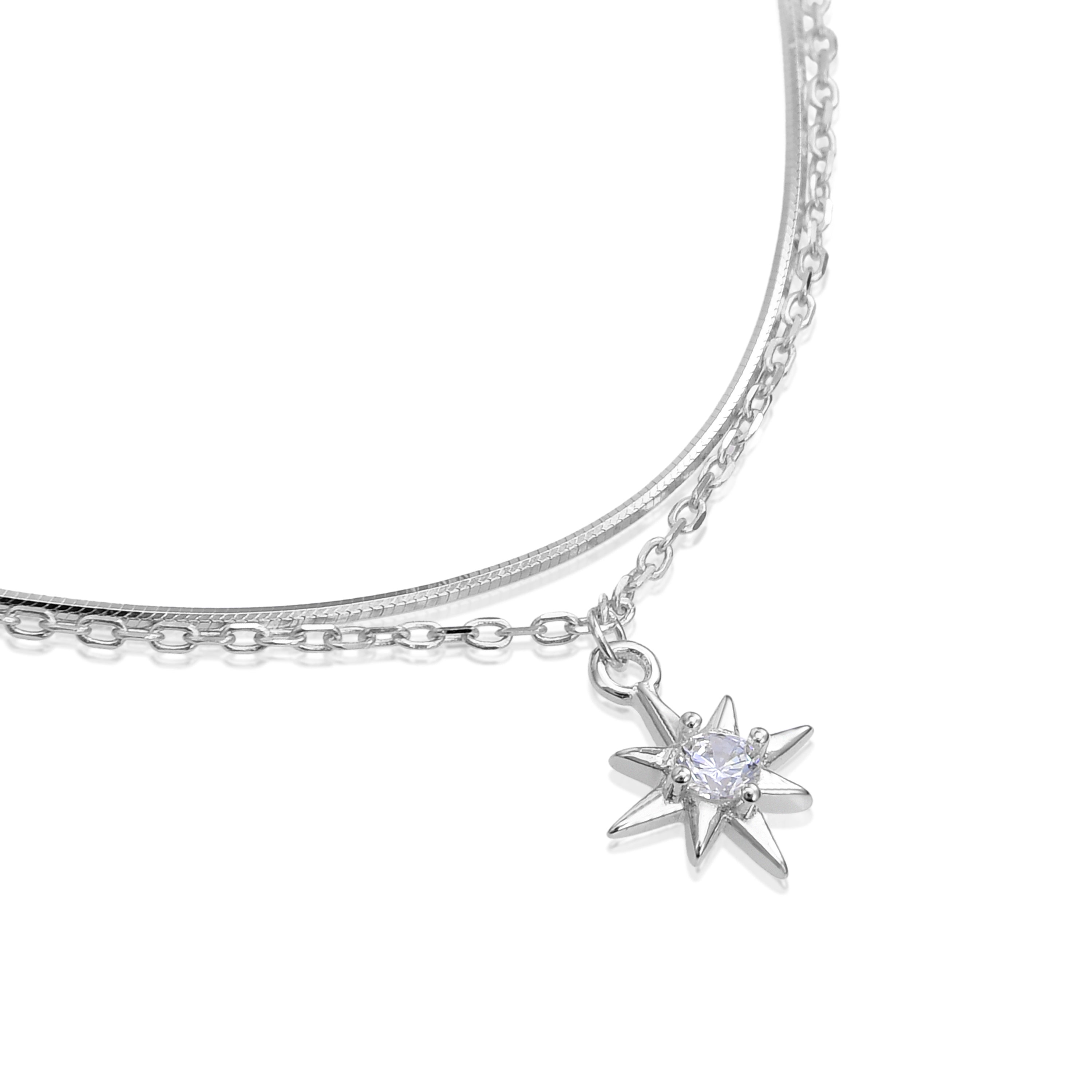 Collar de Plata de Ley 925 con Circonita Brillante acabado en rodio - Lialt
