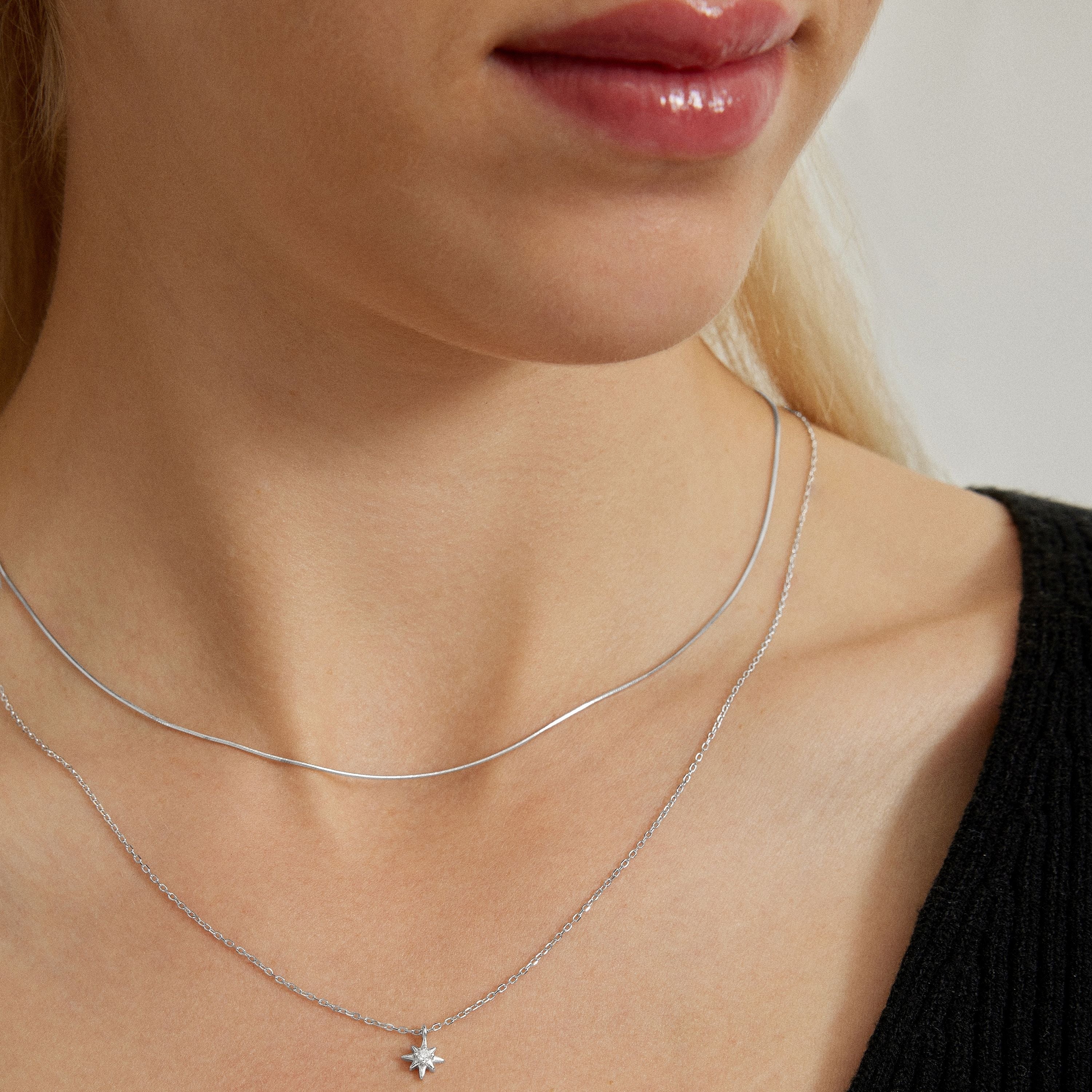 Collar de Plata de Ley 925 con Circonita Brillante acabado en rodio - Lialt