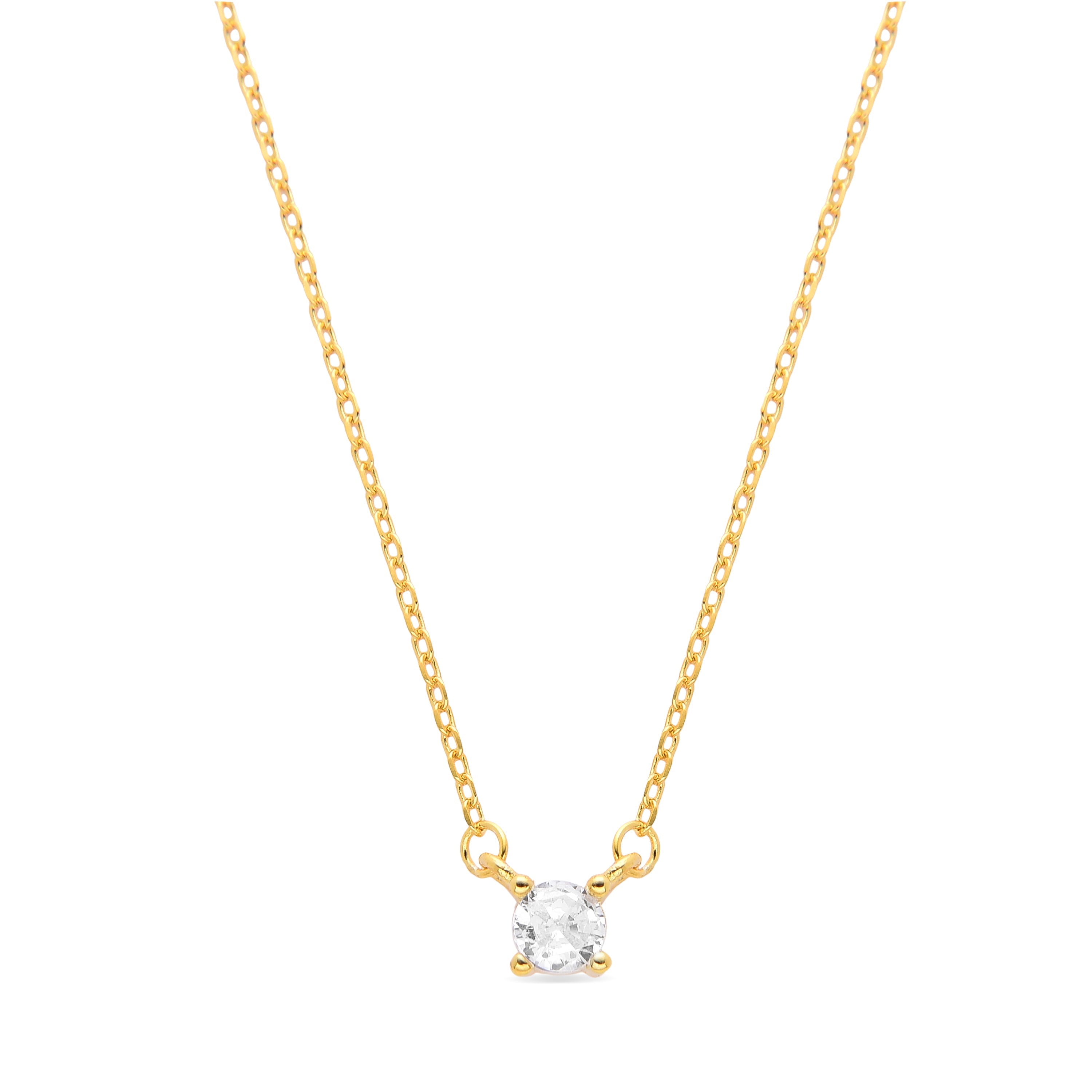 925 Sterling Silver Necklace with Brilliant Zirconia finished in 18K Yellow Gold - Keval