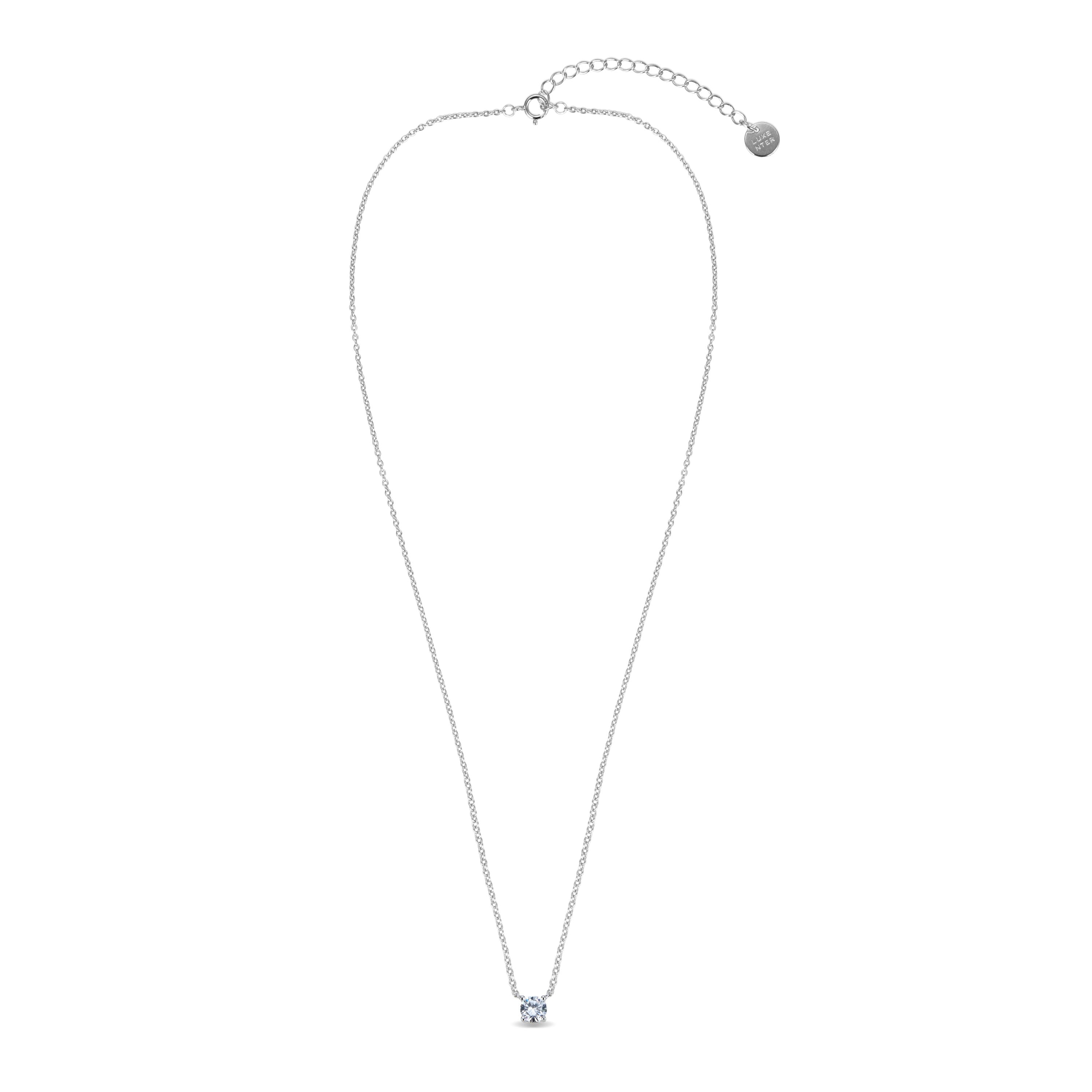 925 Sterling Silver Necklace with Brilliant Zirconia, Rhodium Finish - Keval