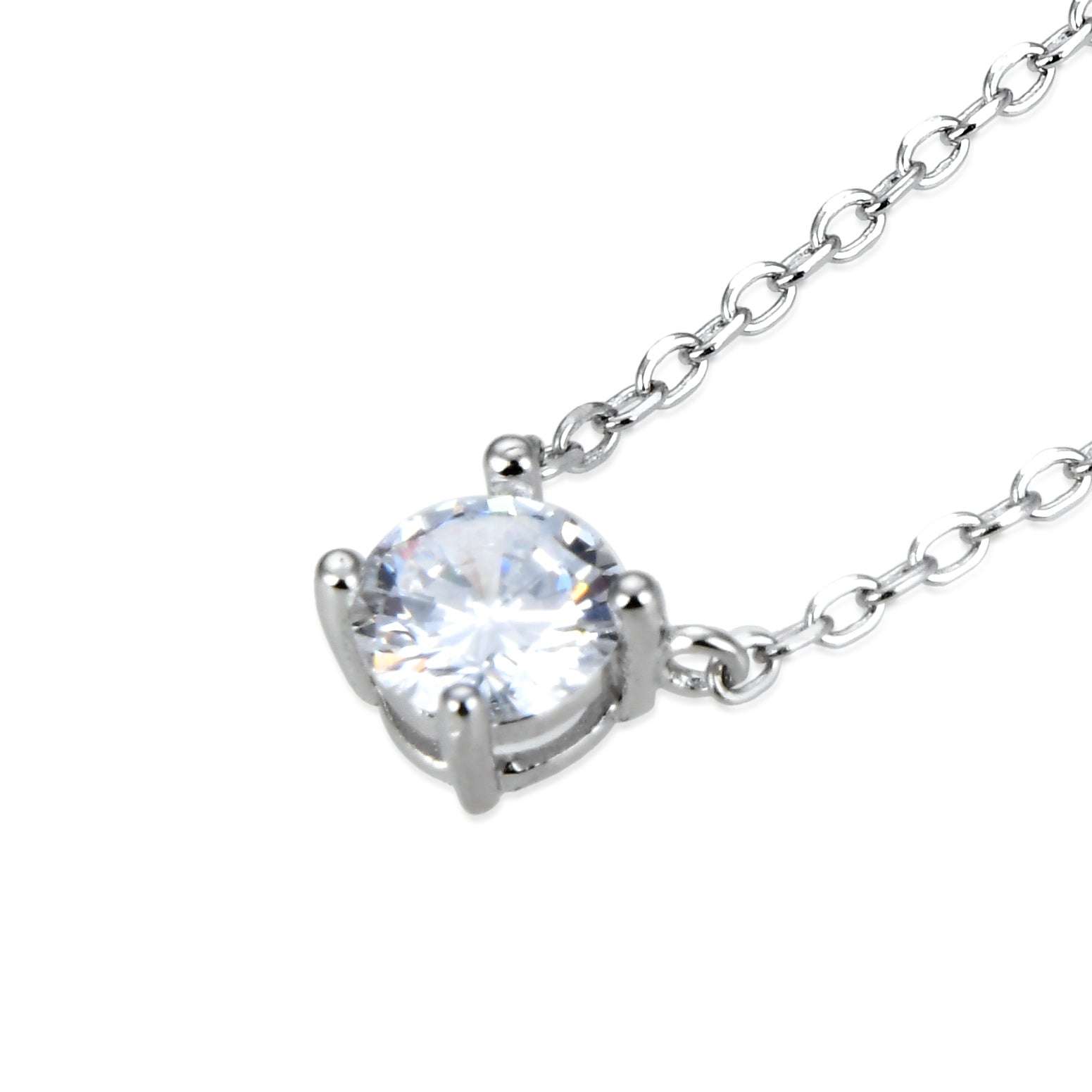 925 Sterling Silver Necklace with Brilliant Zirconia, Rhodium Finish - Keval
