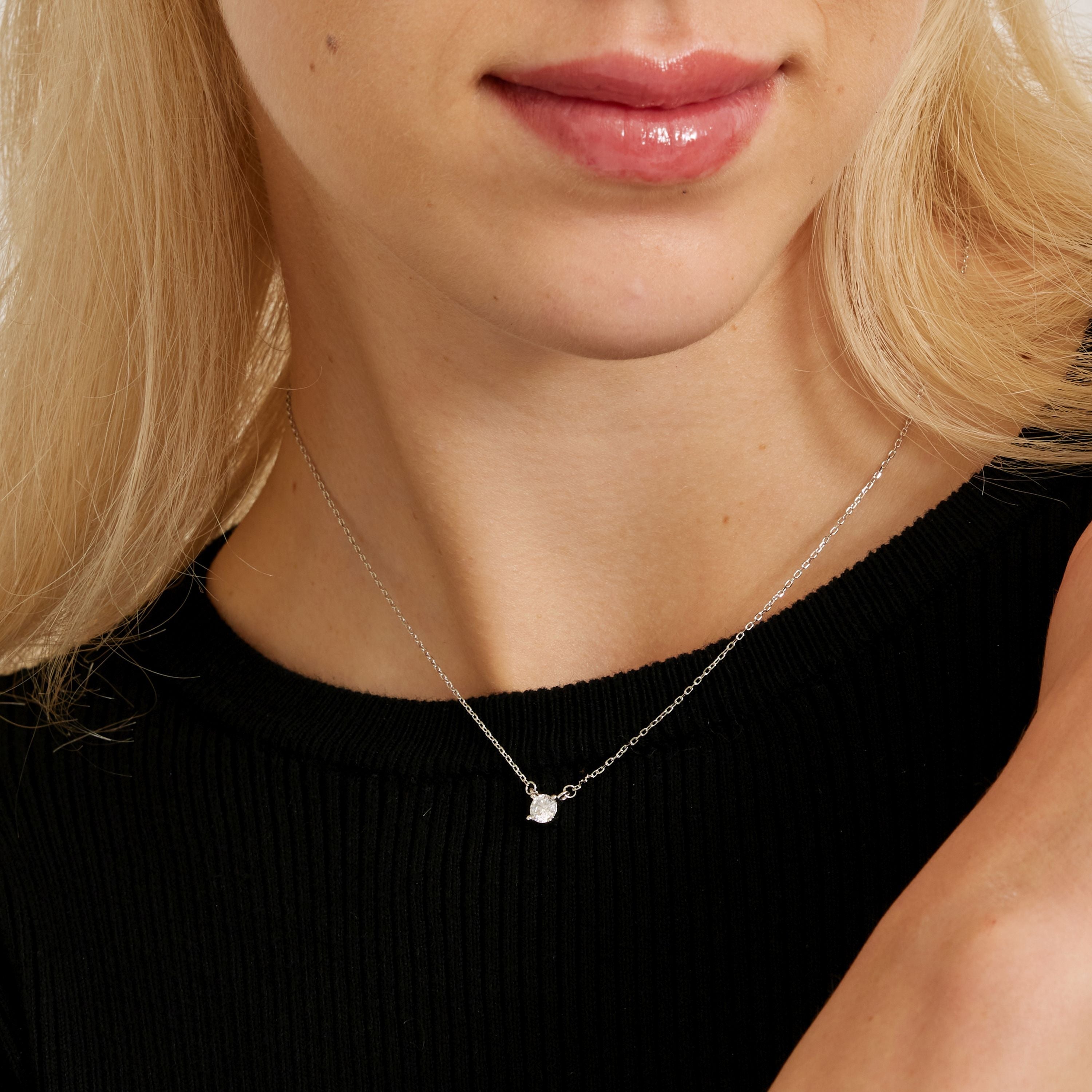 925 Sterling Silver Necklace with Brilliant Zirconia, Rhodium Finish - Keval