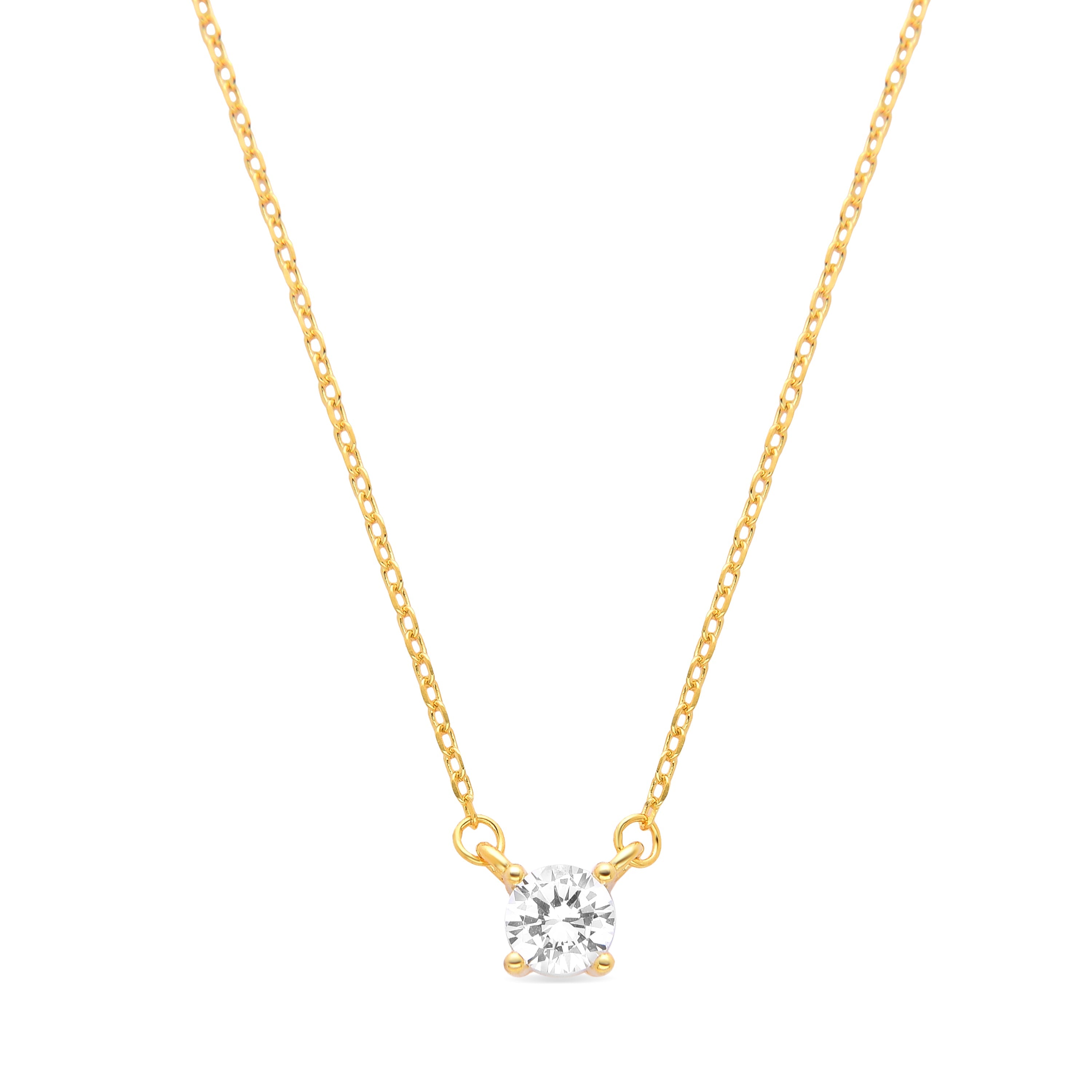 925 Sterling Silver Necklace with Brilliant Zirconia finished in 18K Yellow Gold - Keval