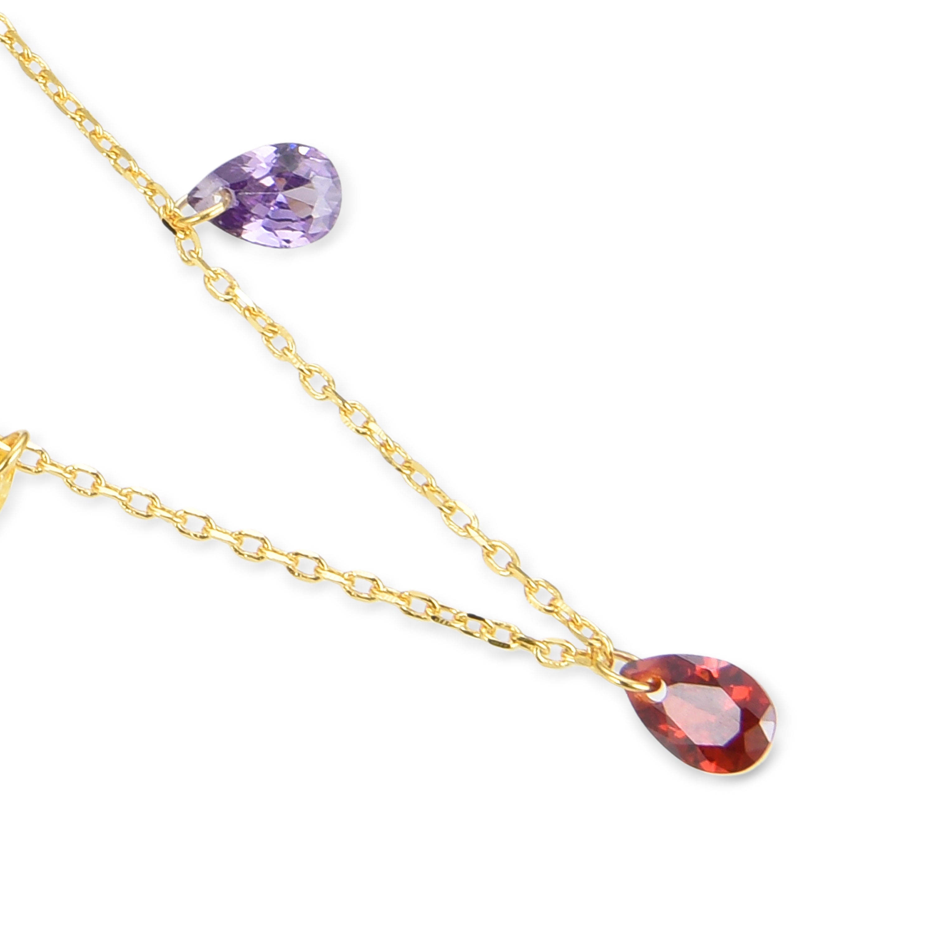 925 Sterling Silver Necklace with Multicolor Zirconia finished in 18K Yellow Gold - Lukza
