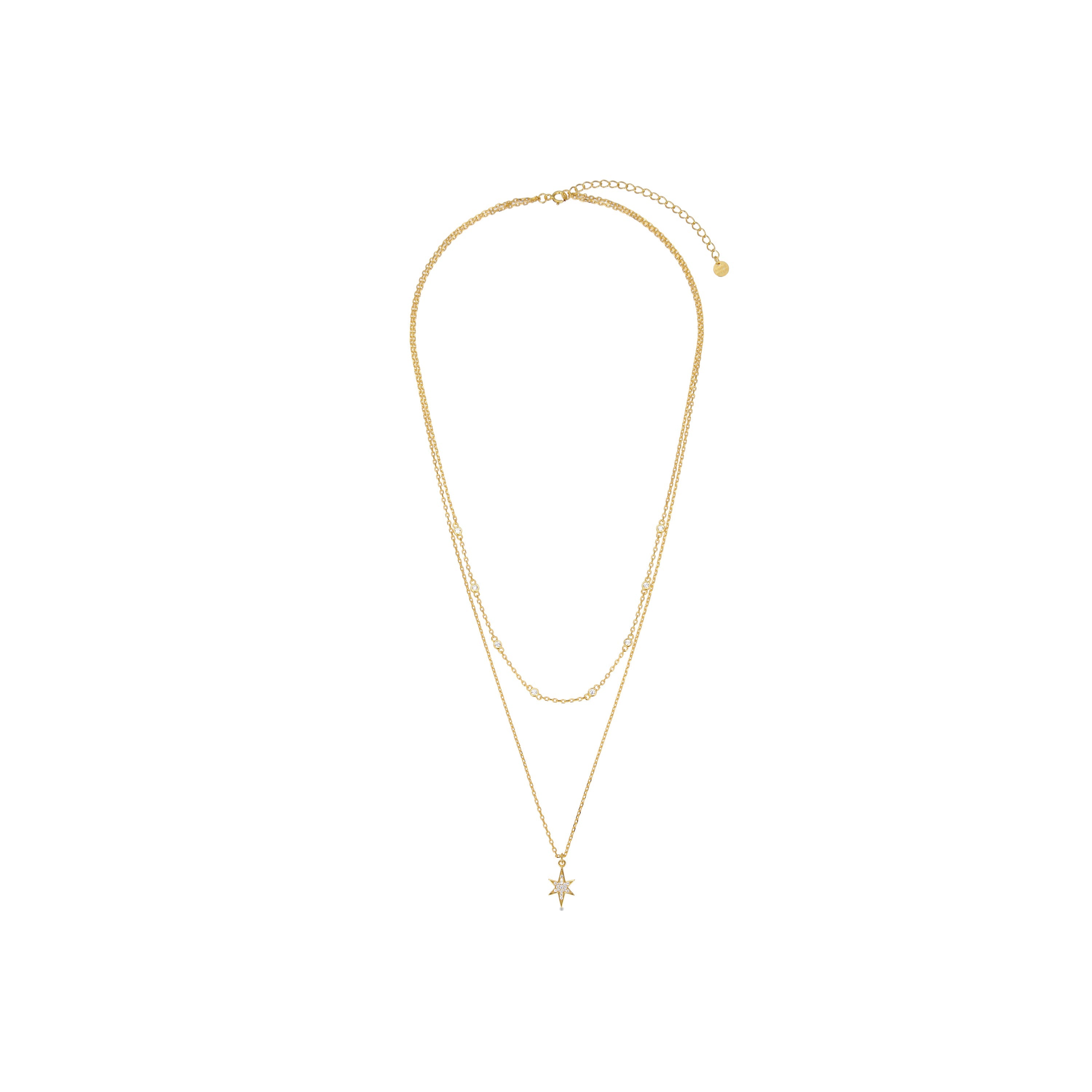 925 Sterling Silver Necklace with Brilliant Zirconia finished in 18K Yellow Gold - Tilmu