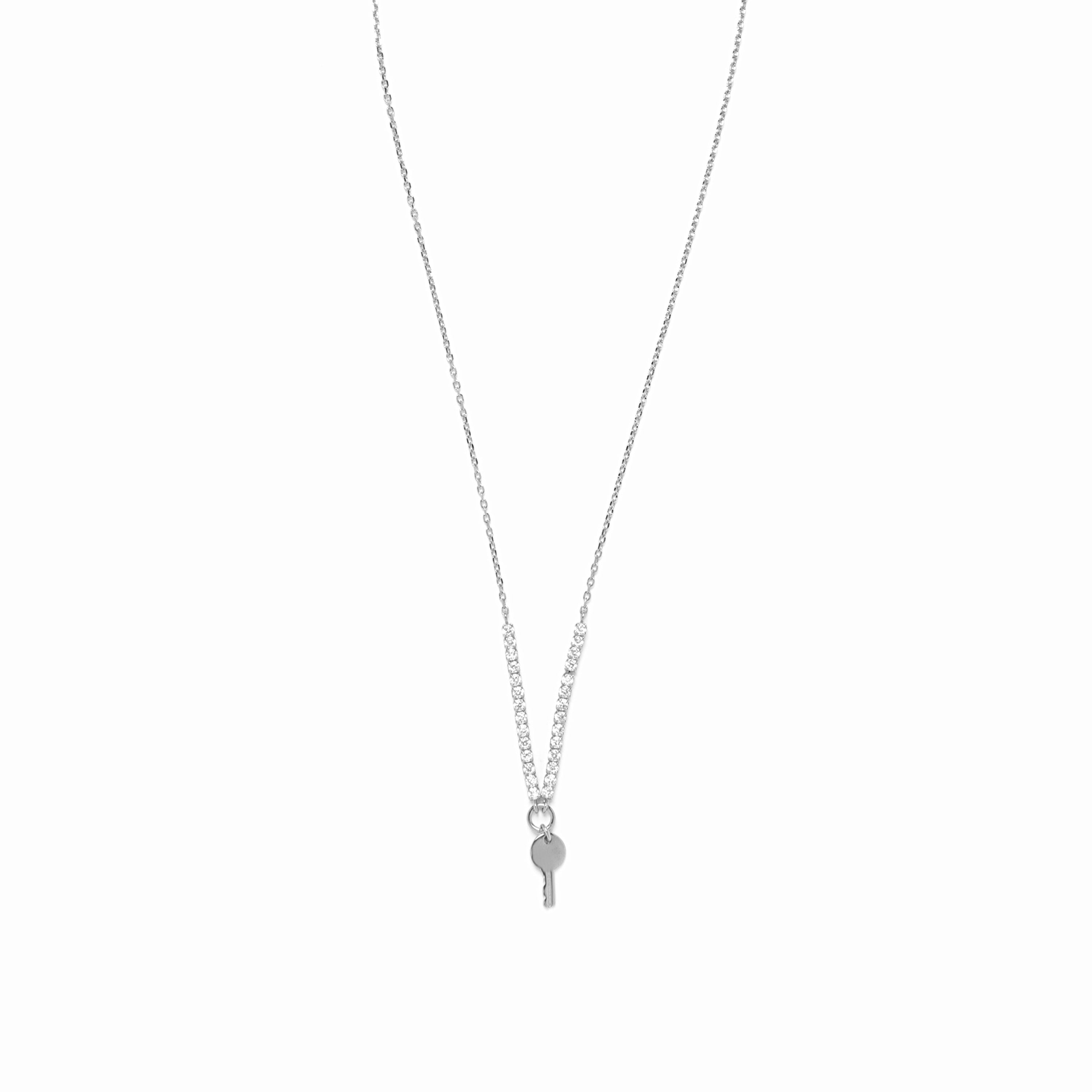 925 Sterling Silver Necklace with Rhodium-Finished Brilliant Zirconia - Talya