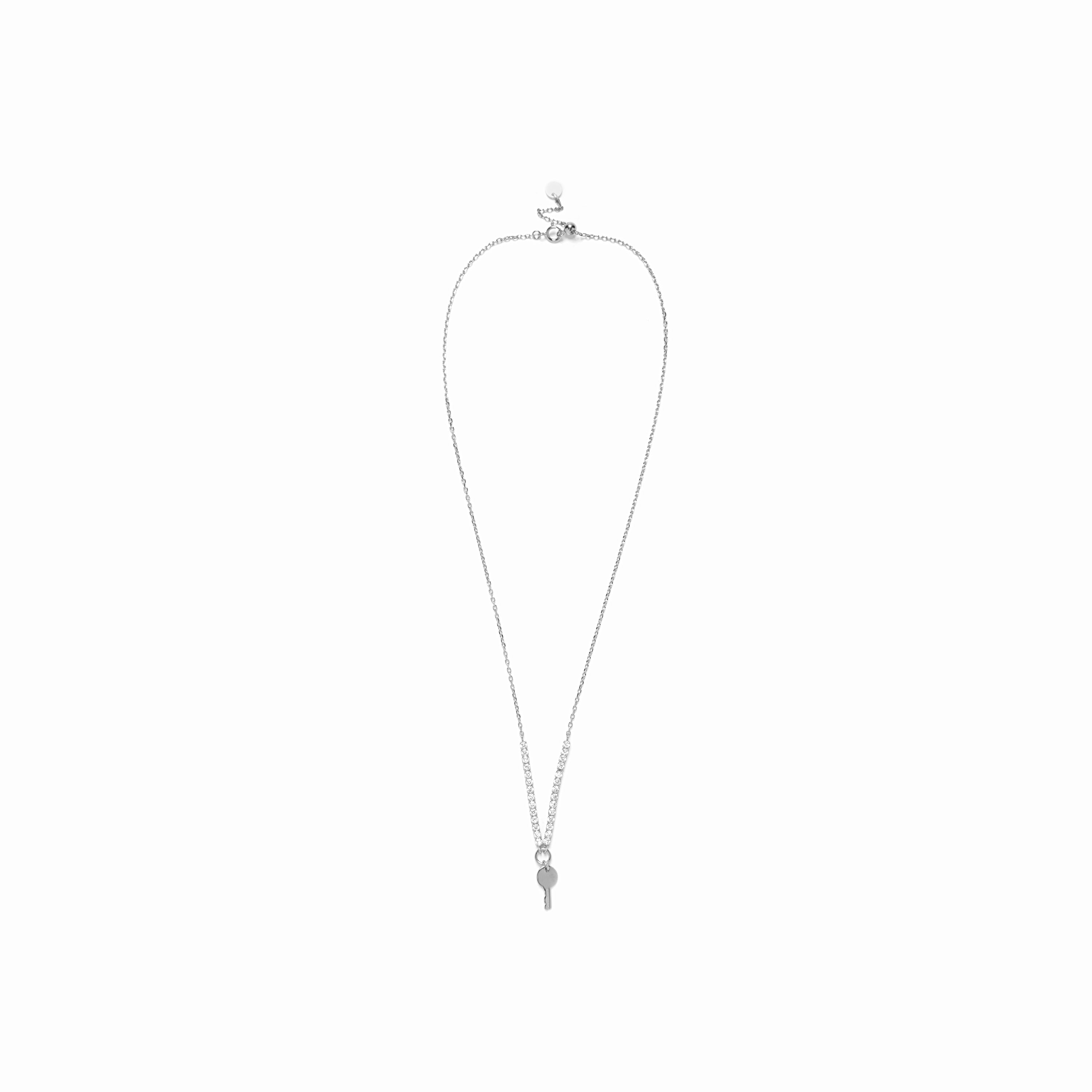 925 Sterling Silver Necklace with Rhodium-Finished Brilliant Zirconia - Talya