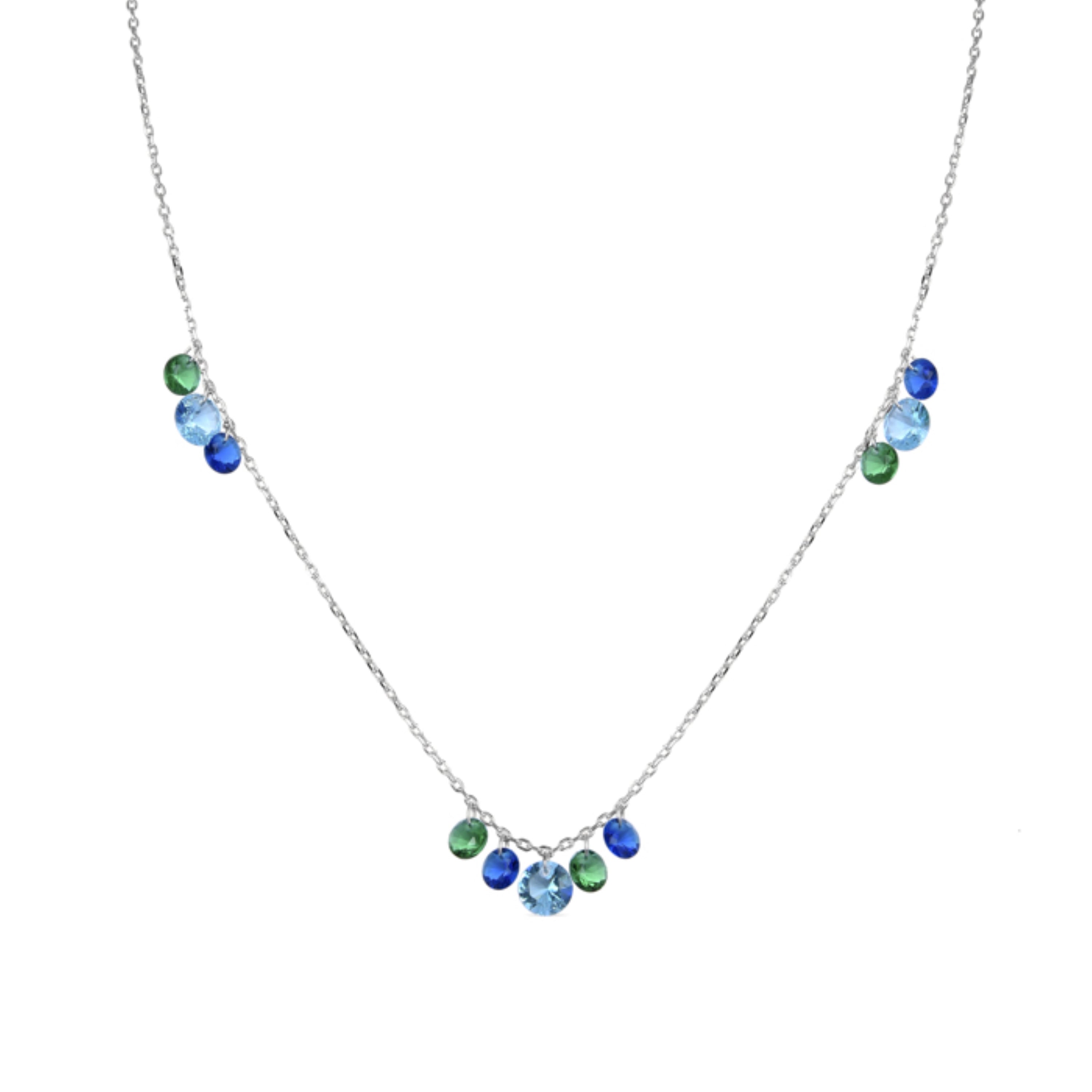 925 Sterling Silver Necklace with Multicolor Zirconia Finished in Rhodium - Onxo