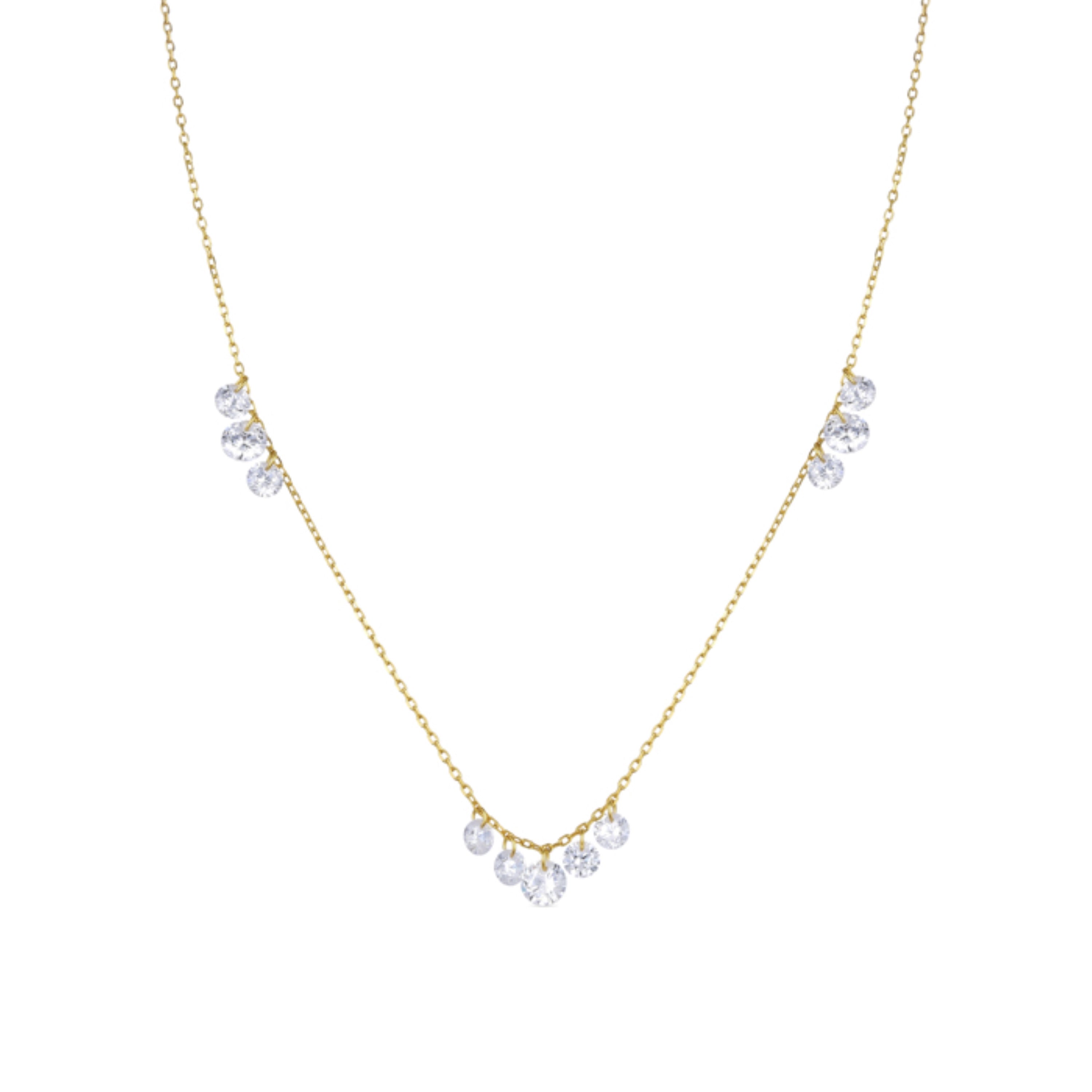 925 Sterling Silver Necklace with Brilliant Zirconia finished in 18K Yellow Gold - Onxo
