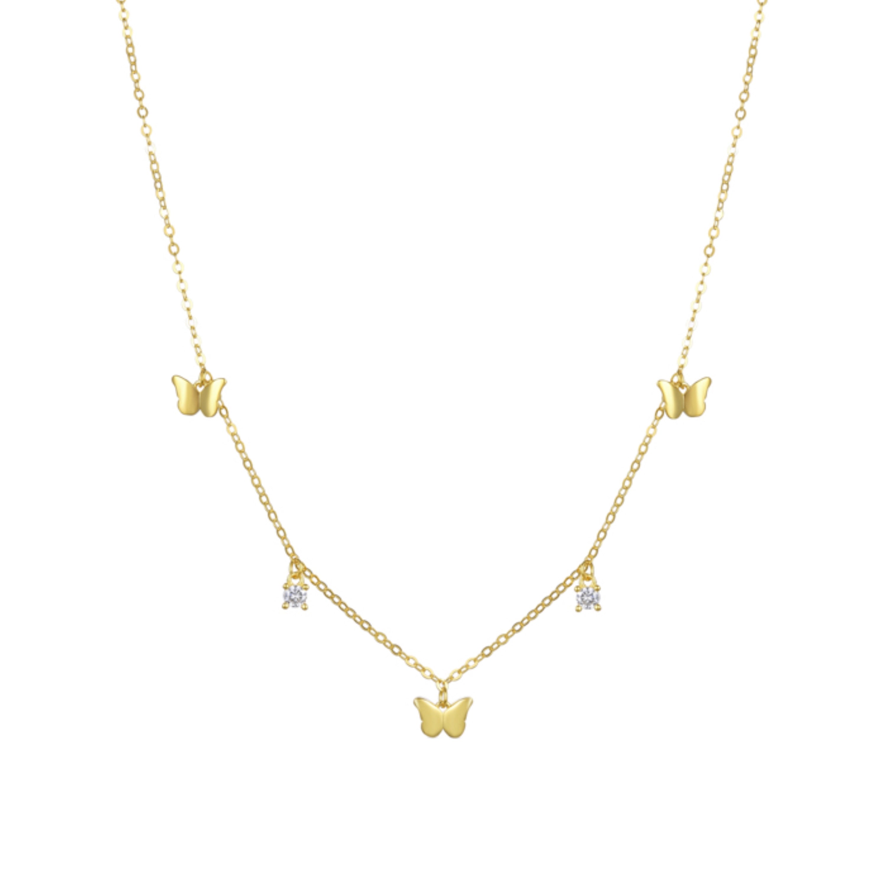 925 Sterling Silver Necklace with Brilliant Zirconia finished in 18K Yellow Gold - Nall