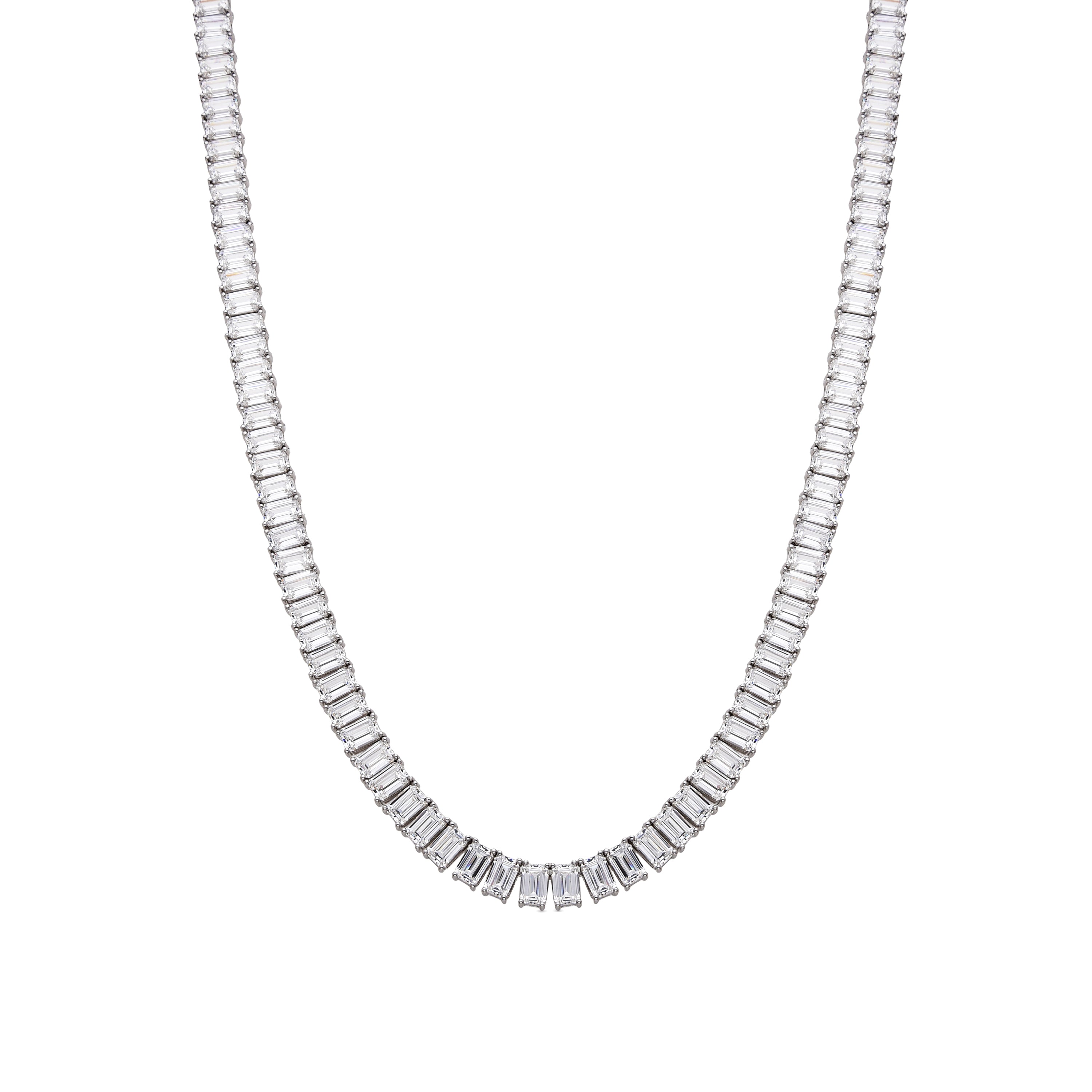 925 Sterling Silver and Brilliant Zirconia Necklace with Rhodium Finish - Kru