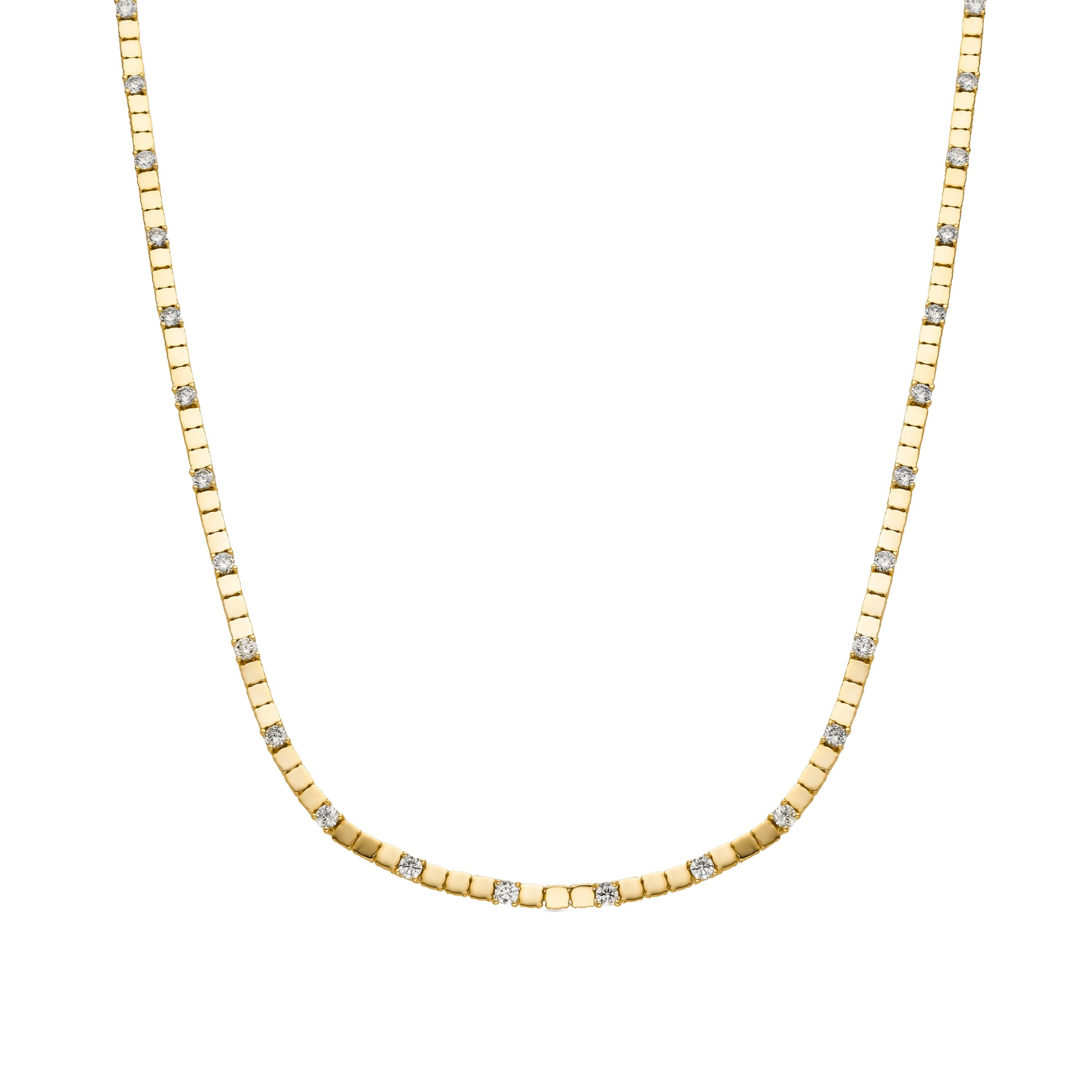 925 Sterling Silver and Brilliant Zirconia Necklace, 18k Gold Finish - Dorane