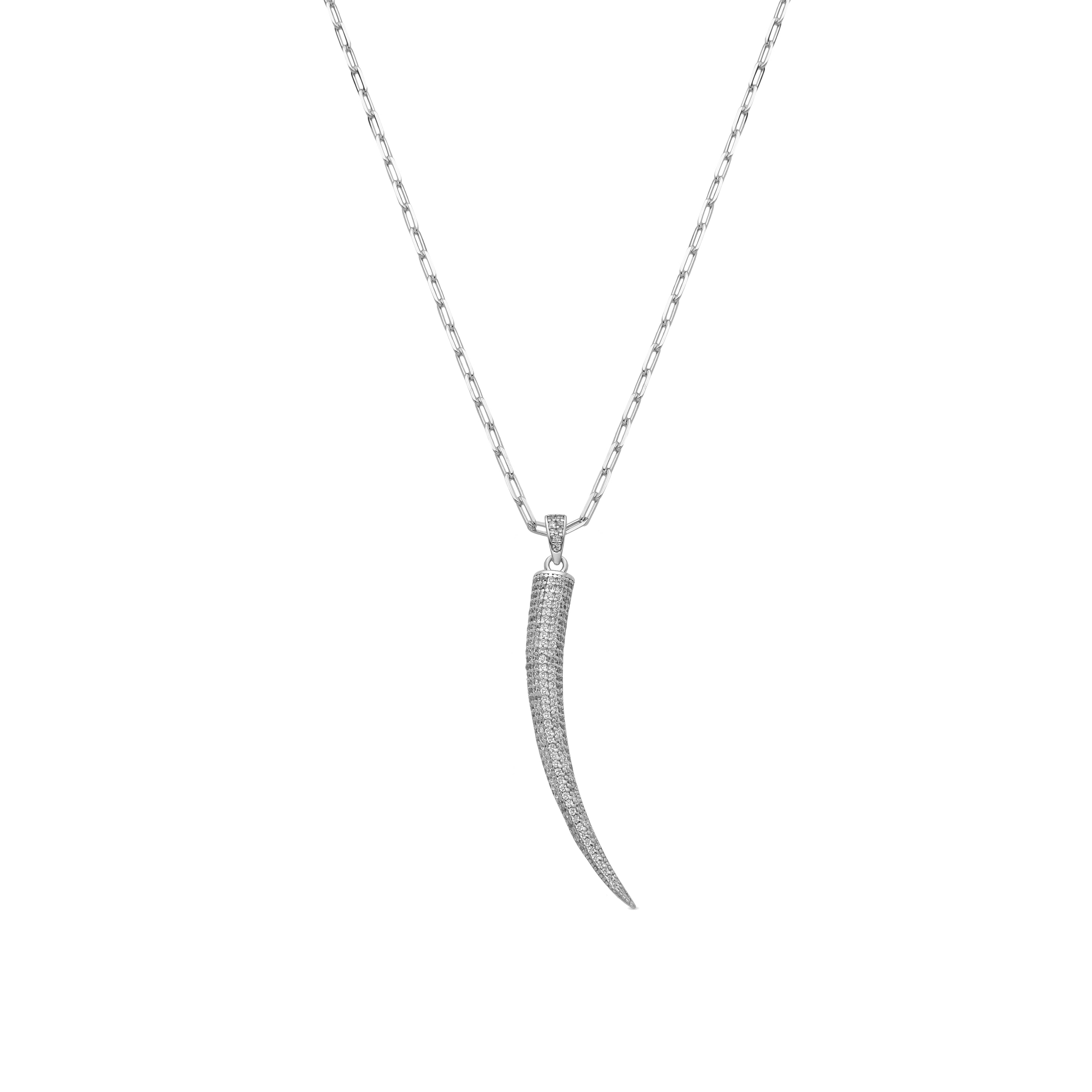 925 Sterling Silver and Brilliant Zirconia Necklace with Rhodium Finish - Hudrid
