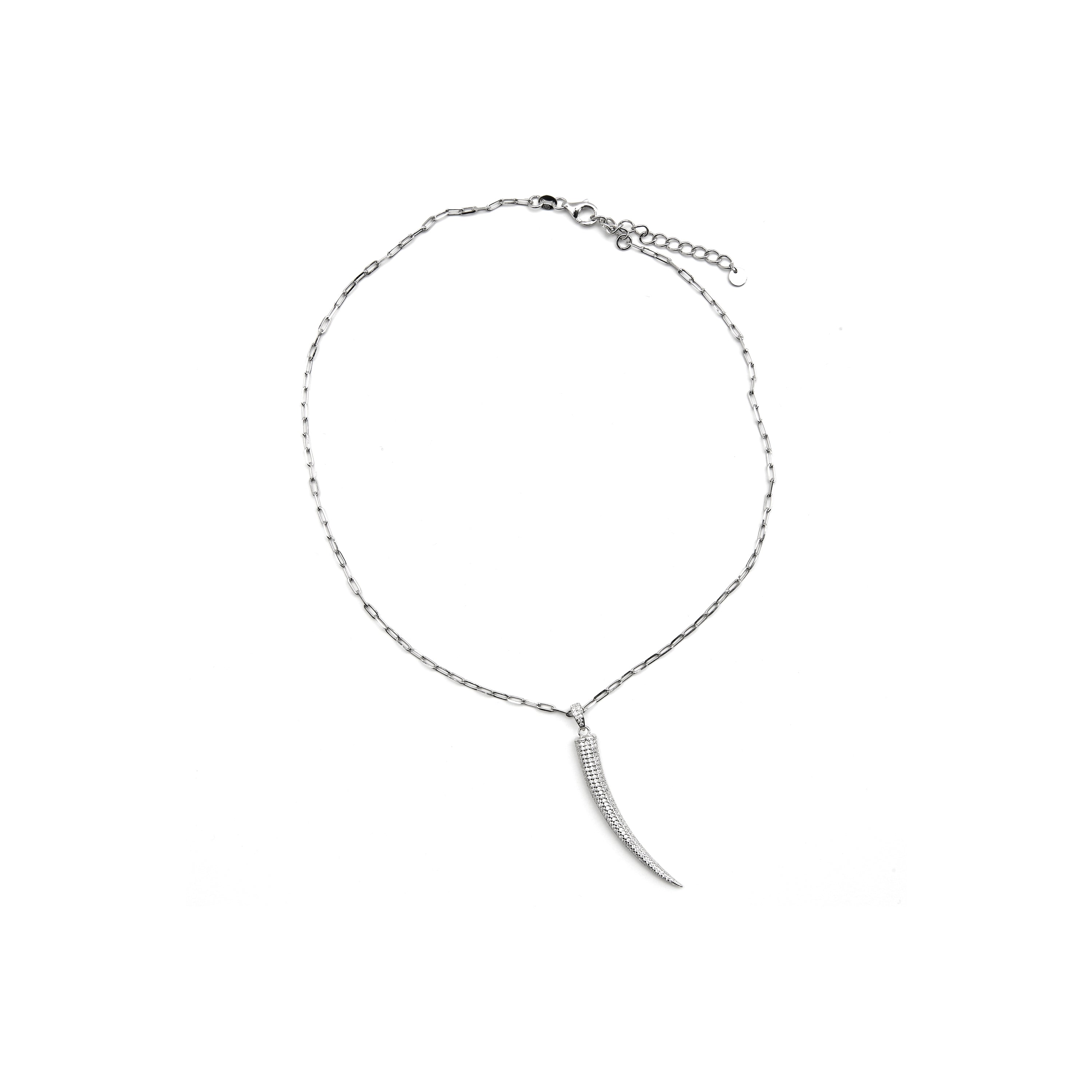 925 Sterling Silver and Brilliant Zirconia Necklace with Rhodium Finish - Hudrid